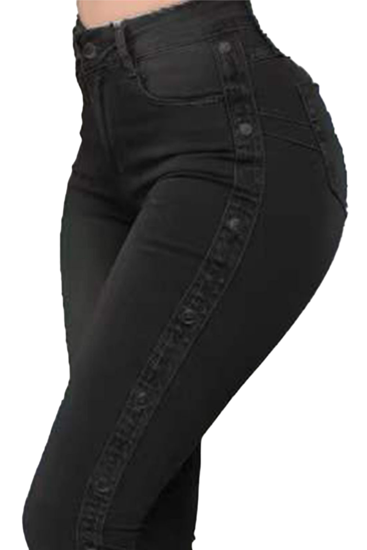 Button Detail Flare Jeans