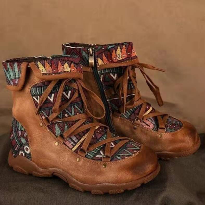 Bohemian lace-up women's boots