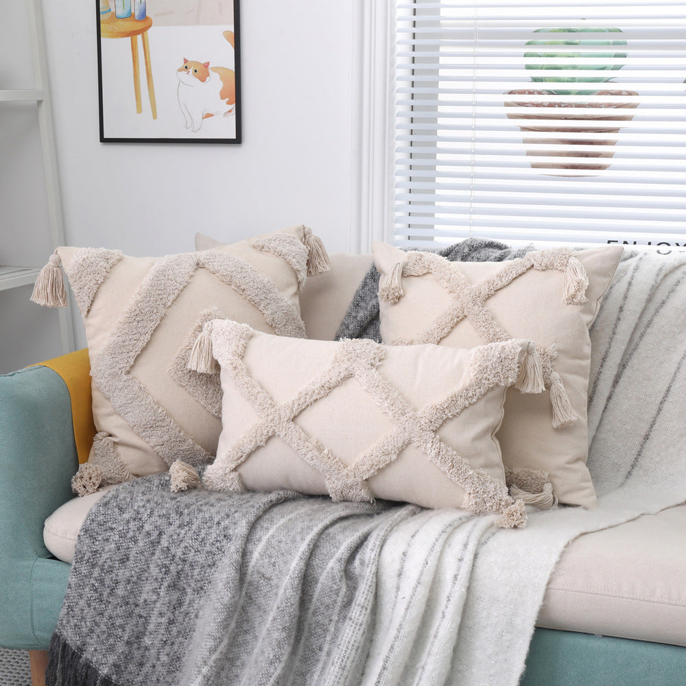 Lace Tassel Tufted Pillowcase Ins Home Decoration Bohemian Cushion Bedside