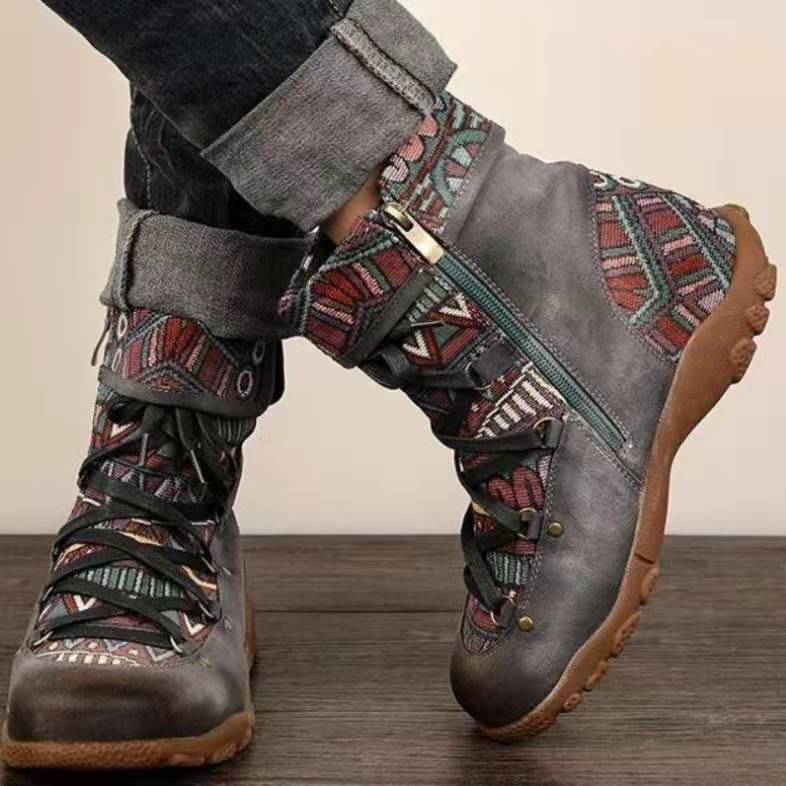 Bohemian lace-up women's boots