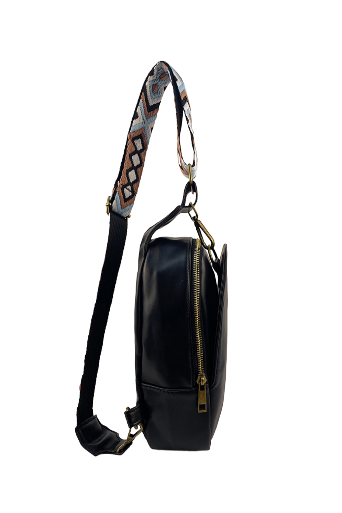 Random Pattern Adjustable Strap PU Leather Sling Bag
