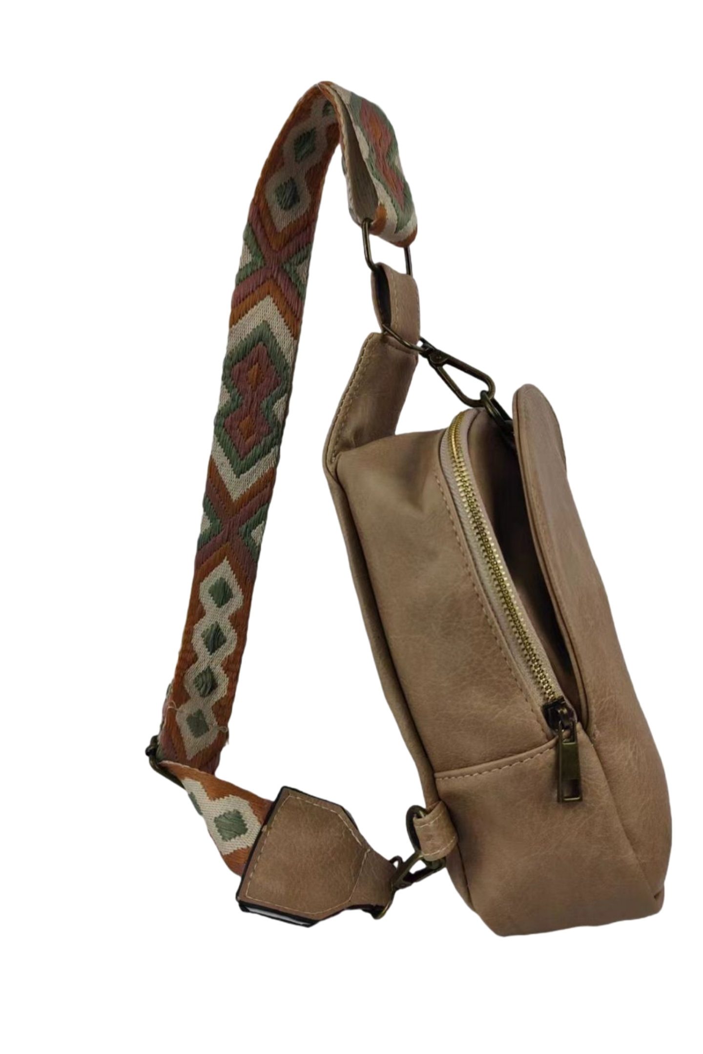 Random Pattern Adjustable Strap PU Leather Sling Bag