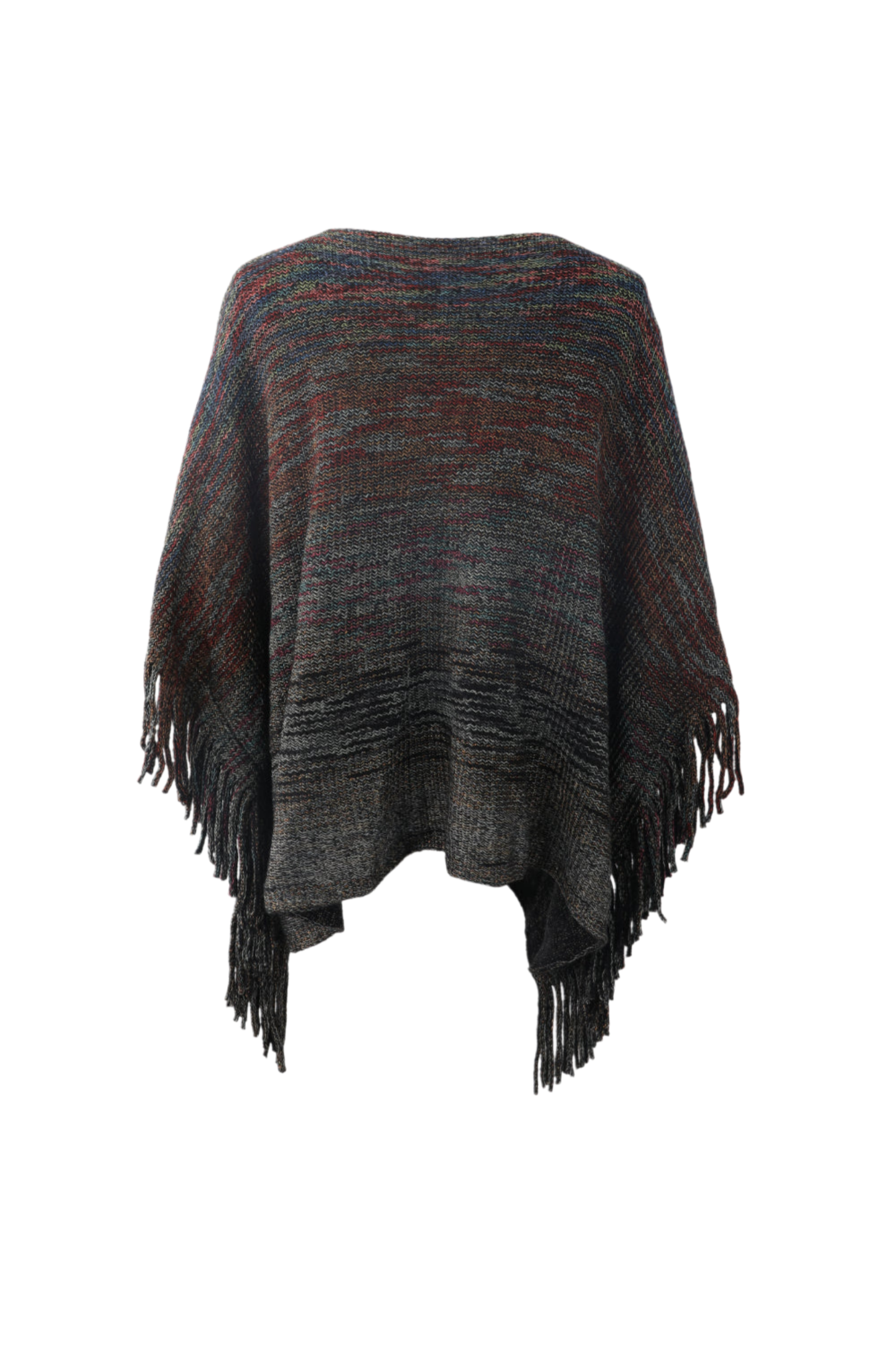 Round Neck Fringe Detail Poncho