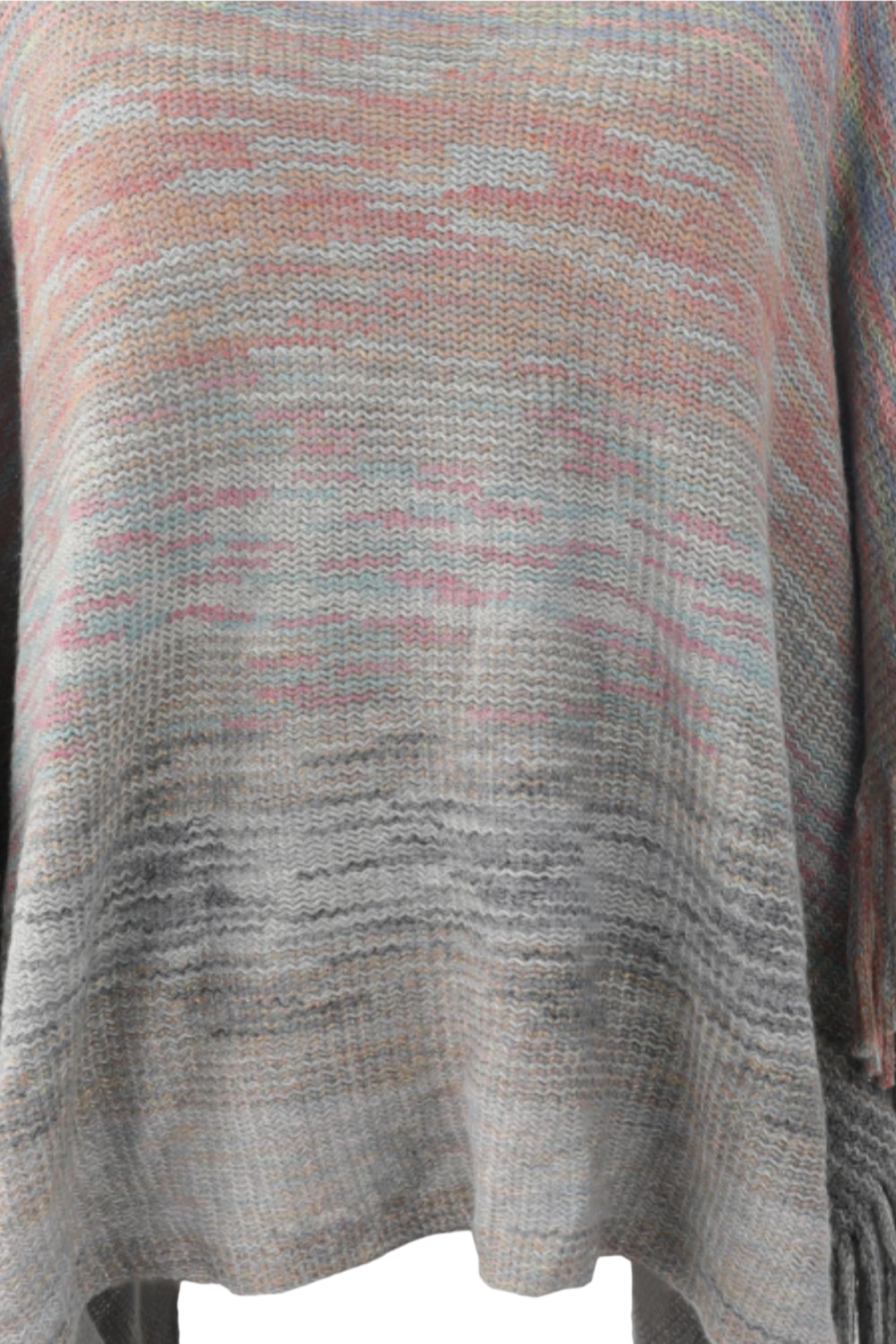 Round Neck Fringe Detail Poncho