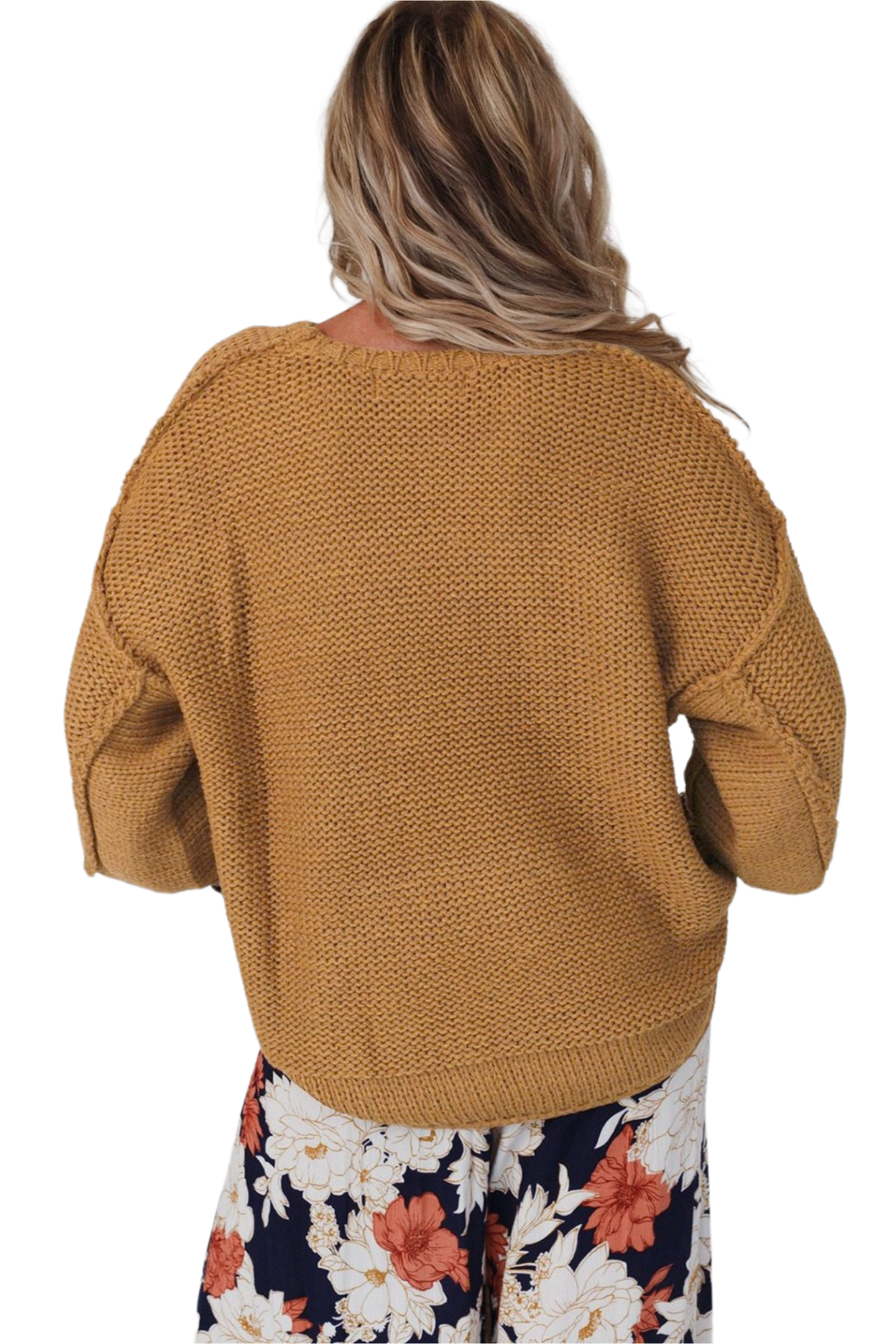 Round Neck Dropped Shoulder Sweater