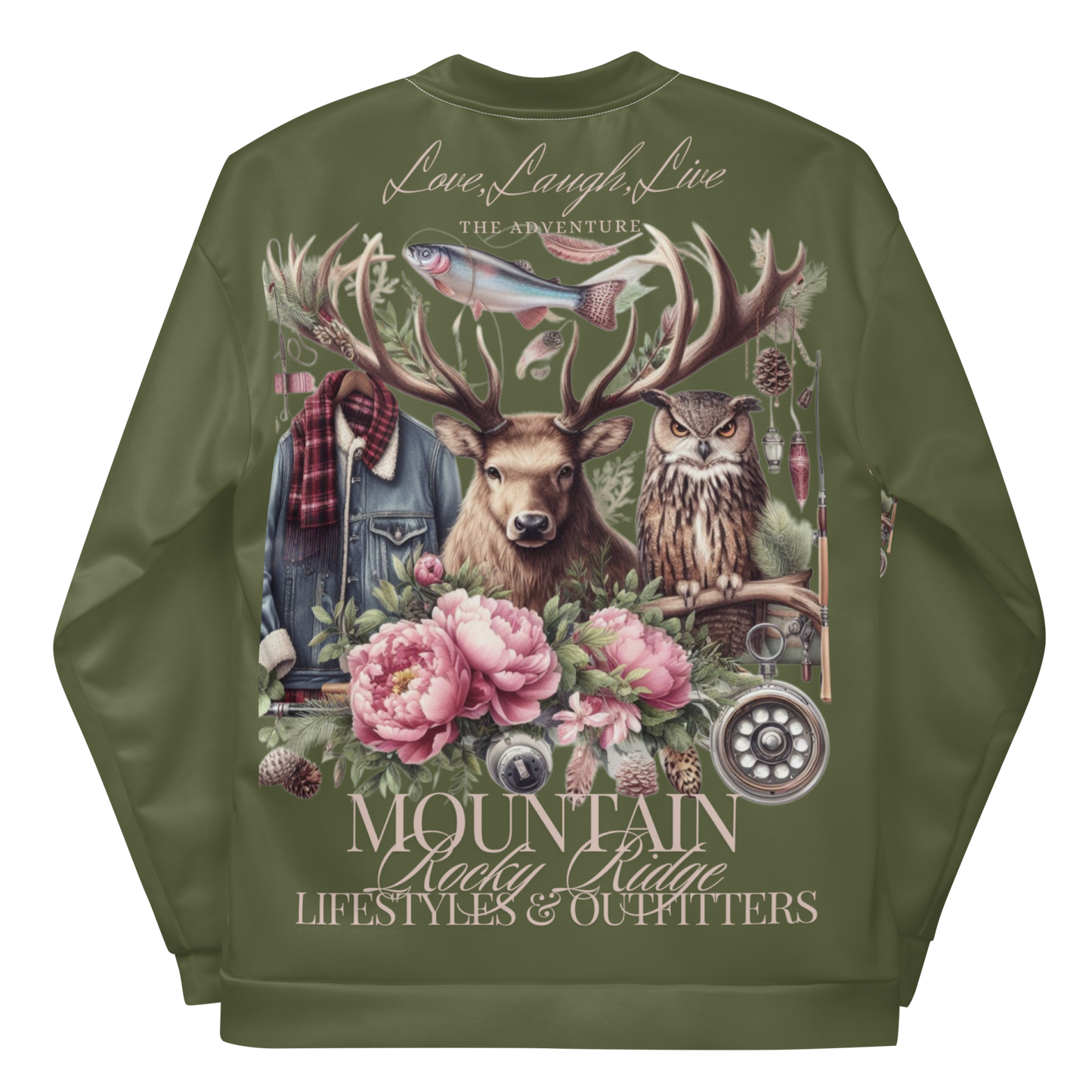 Unisex Bomber Jacket Exclusive Love Life Live Outdoors MRRL&O Print Designs