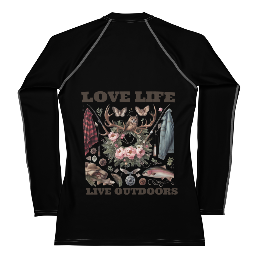 Women's Rash Guard Exclusive Love Life Live Outdoors MRRL&O Print Designs