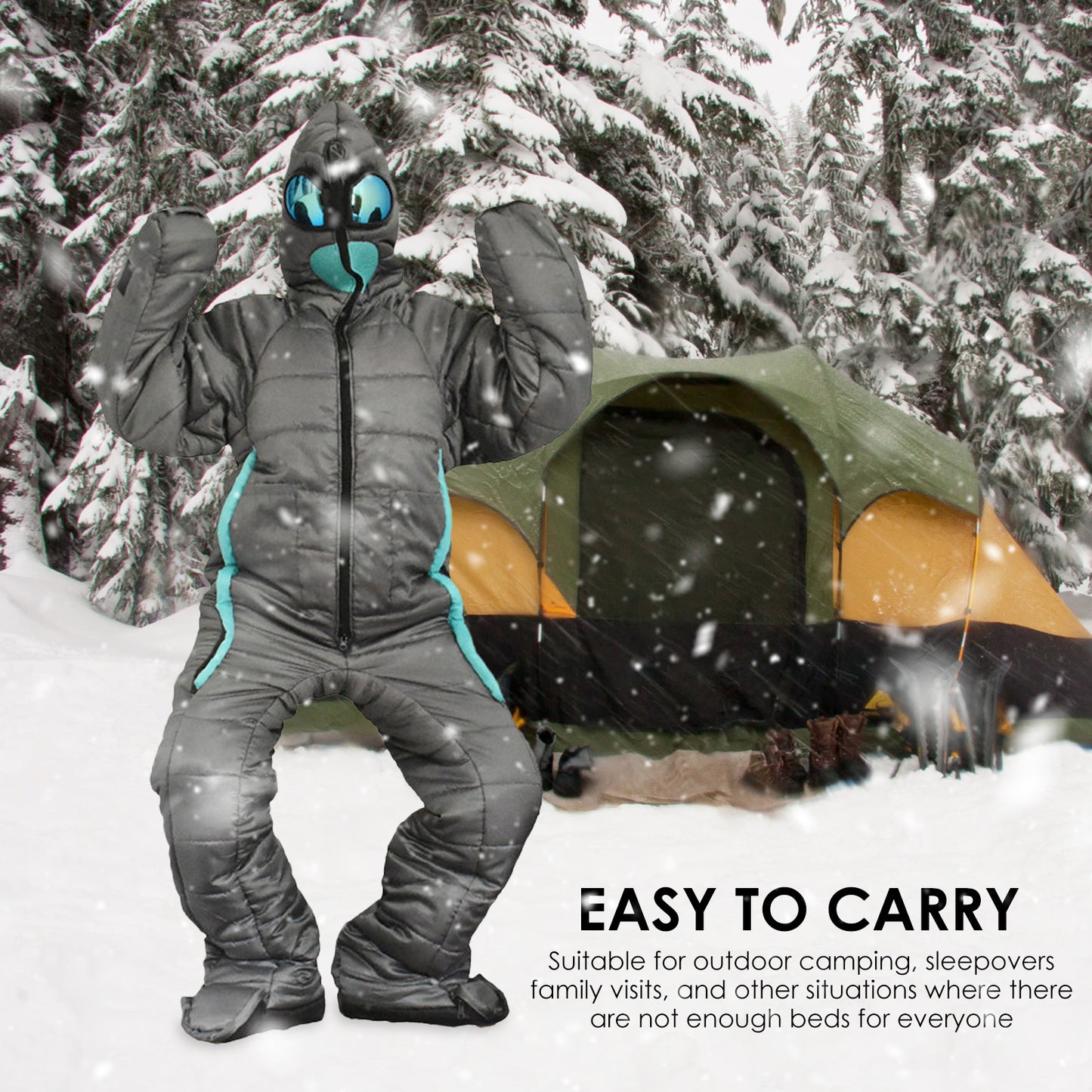 Alien Sleeping Bag Polyester Fiber Wearable Lazy Bag Comfortable Durable Sleeping Bag Funny Full Body Rest Bags Warm Hiking Tool