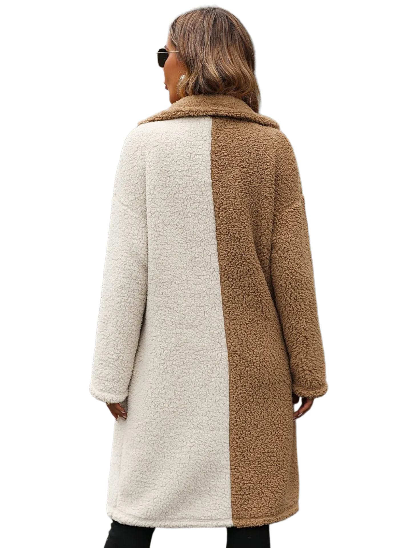 Contrast Dropped Shoulder Sherpa Coat