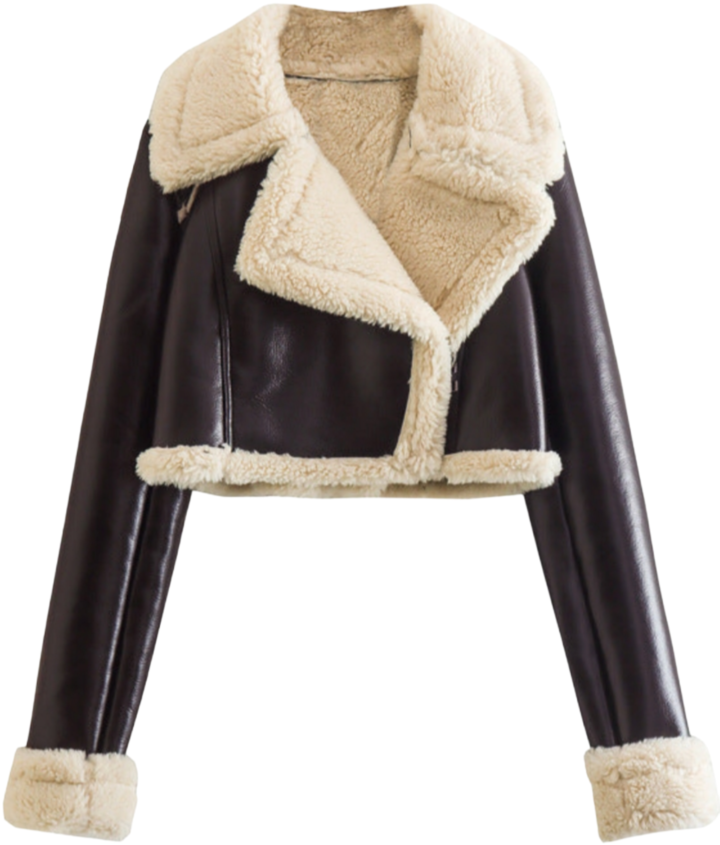 European And American Style Double-sided Loose Short Zipper Fur Integrated Jacket