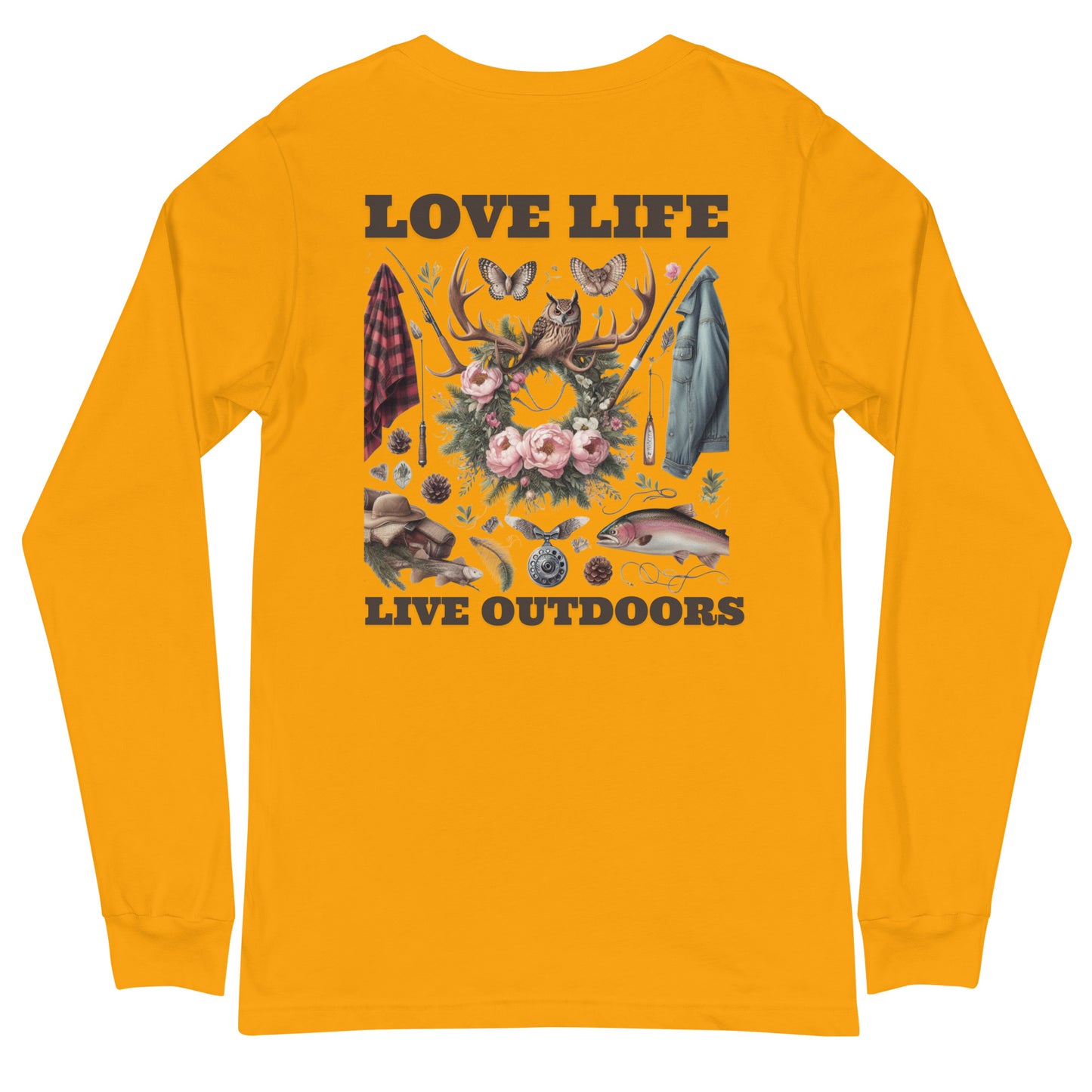 Unisex Long Sleeve Tee Exclusive Love Life Live Outdoors MRRL&O Print Designs