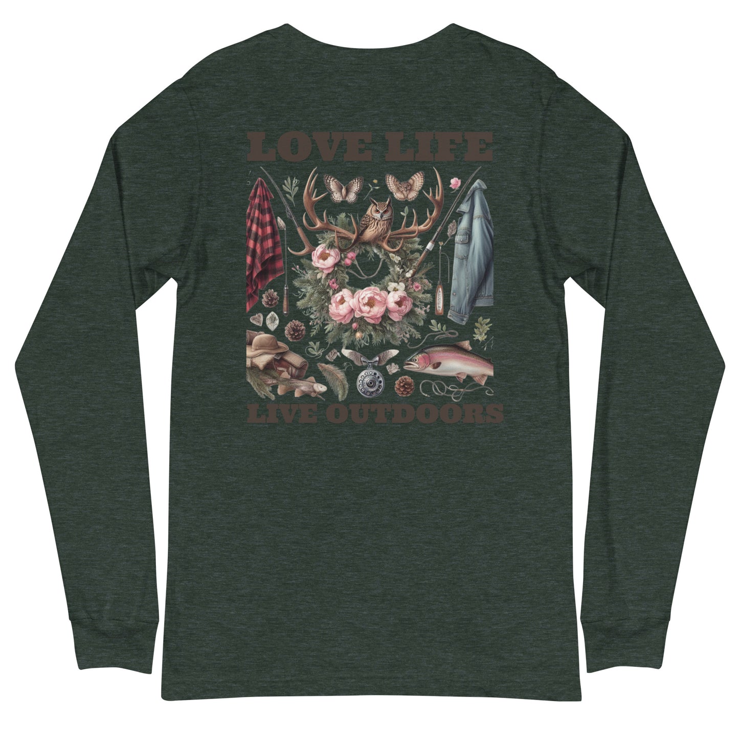 Unisex Long Sleeve Tee Exclusive Love Life Live Outdoors MRRL&O Print Designs