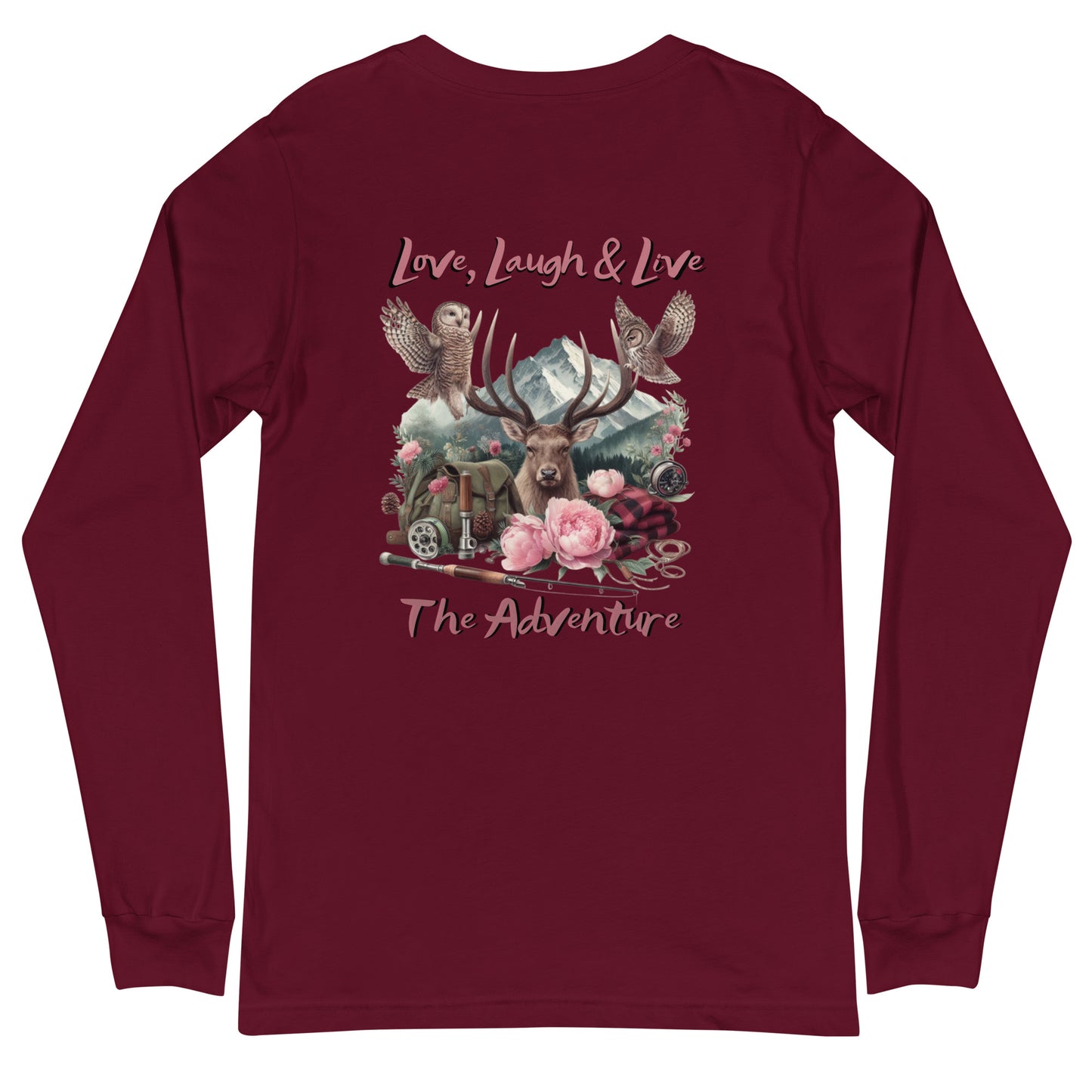 Unisex Long Sleeve Tee Exclusive Love Life Live Outdoors MRRL&O Print Designs