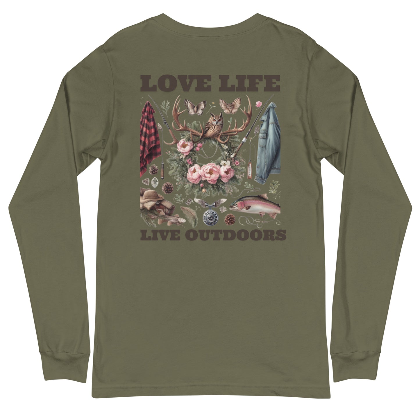 Unisex Long Sleeve Tee Exclusive Love Life Live Outdoors MRRL&O Print Designs