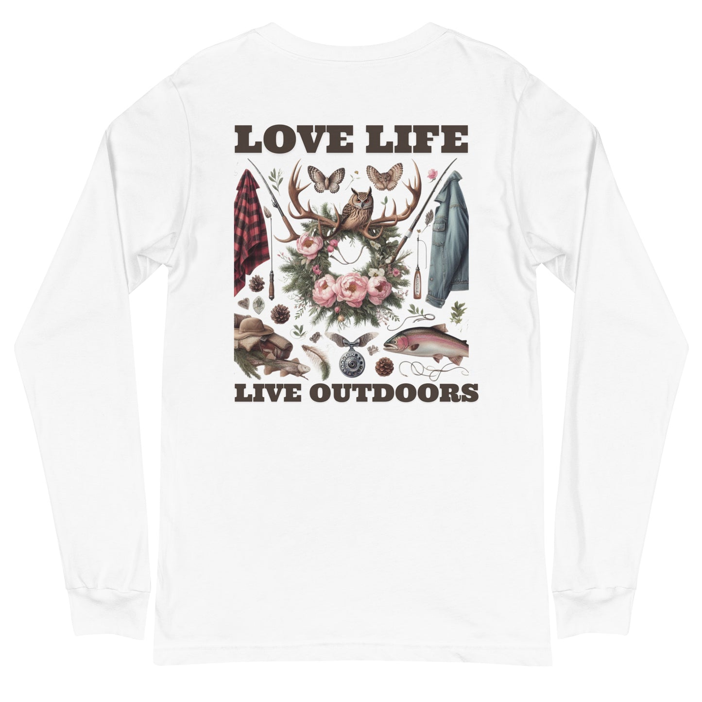 Unisex Long Sleeve Tee Exclusive Love Life Live Outdoors MRRL&O Print Designs
