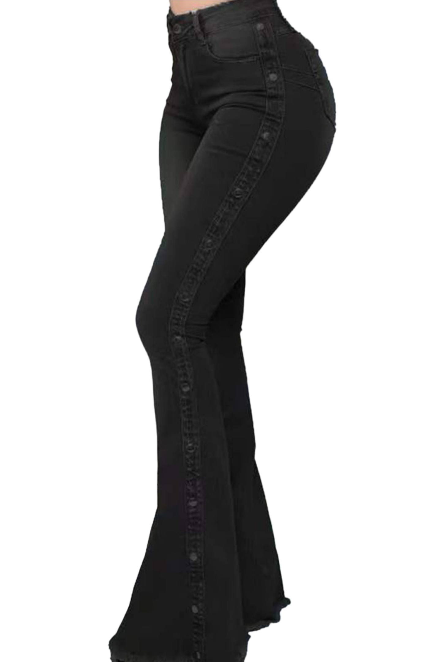 Button Detail Flare Jeans