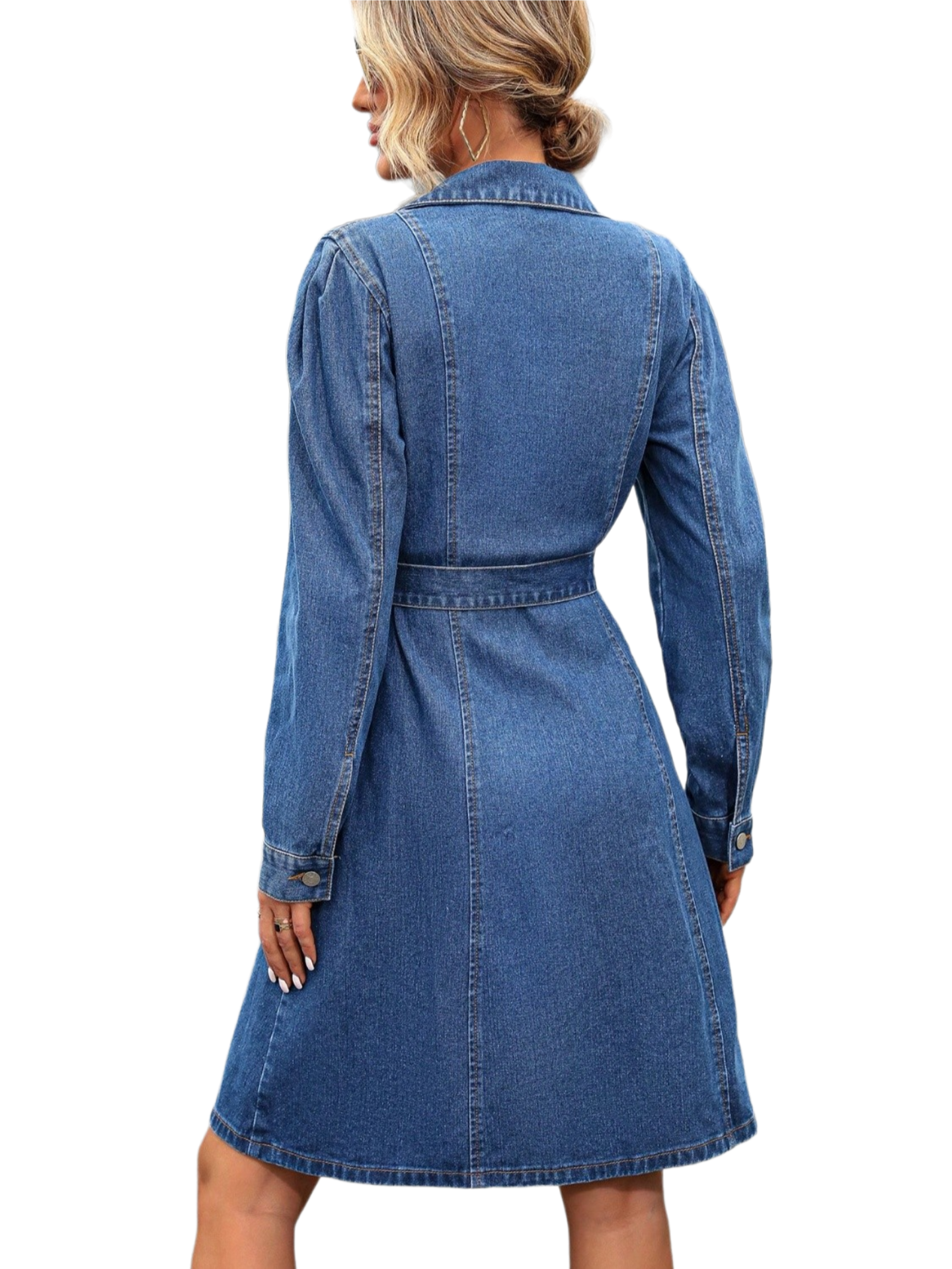 Button Down Long Sleeve Denim Dress