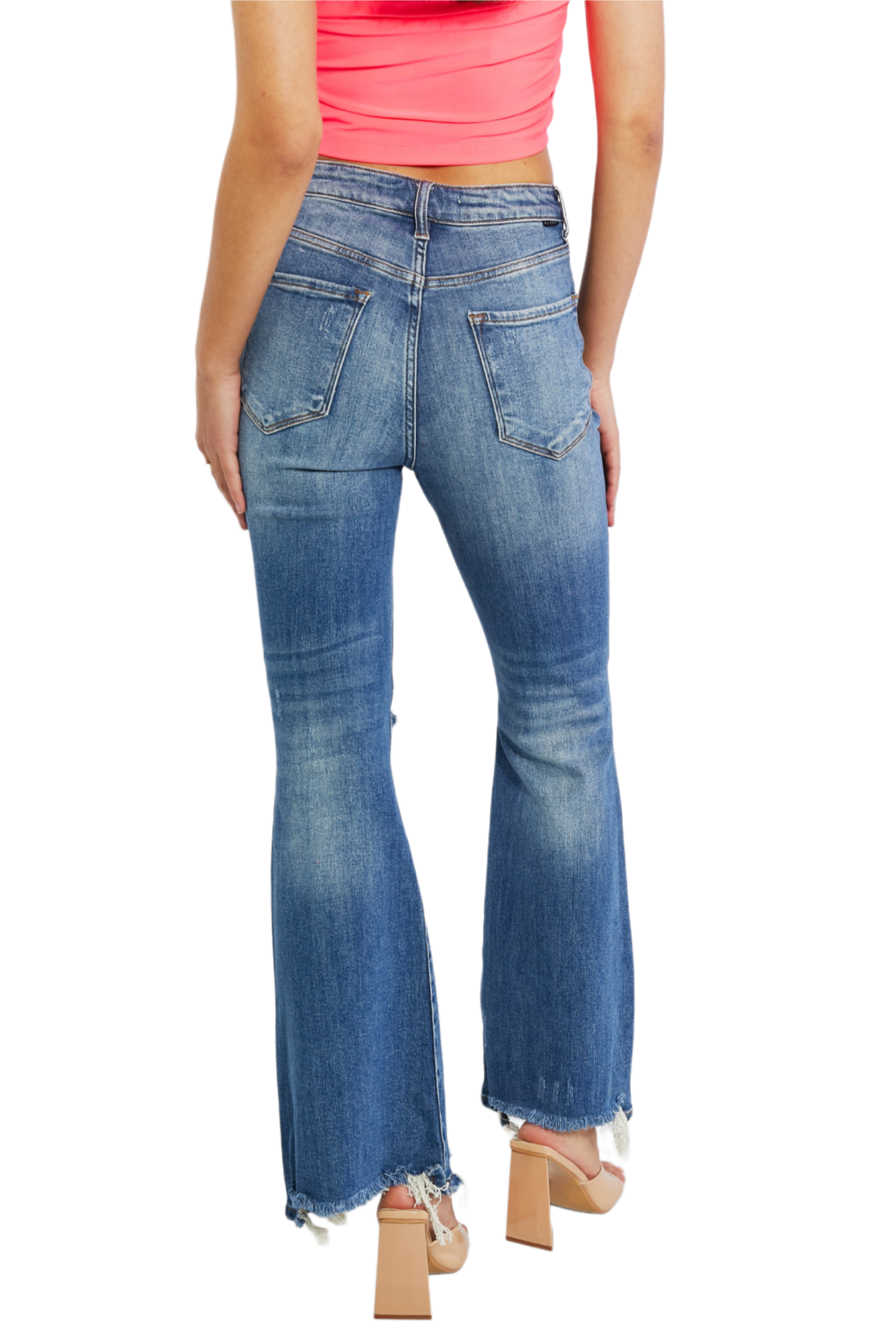 RISEN Full Size Hazel High Rise Distressed Flare Jeans