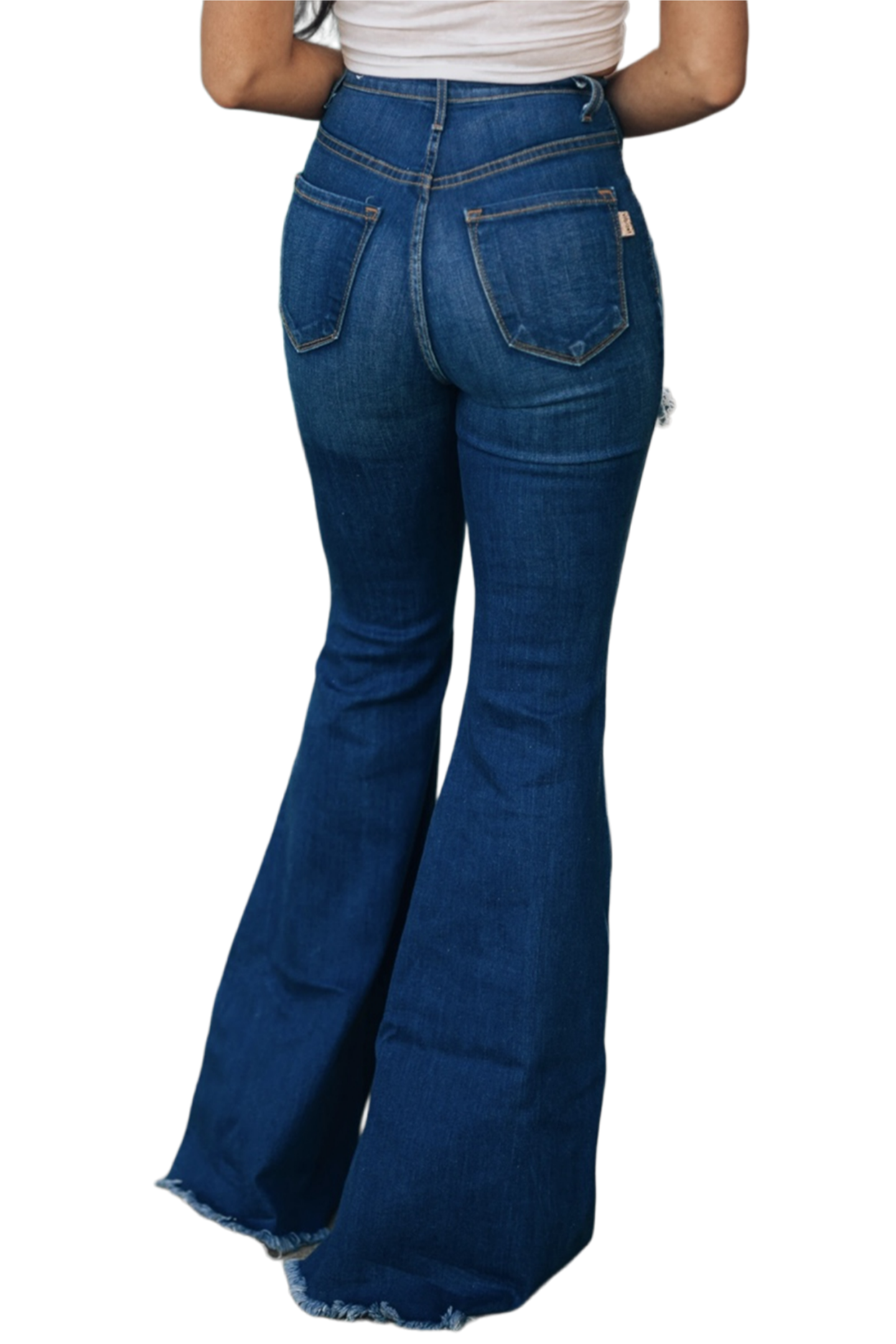 Distressed Raw Hem Flare Jeans