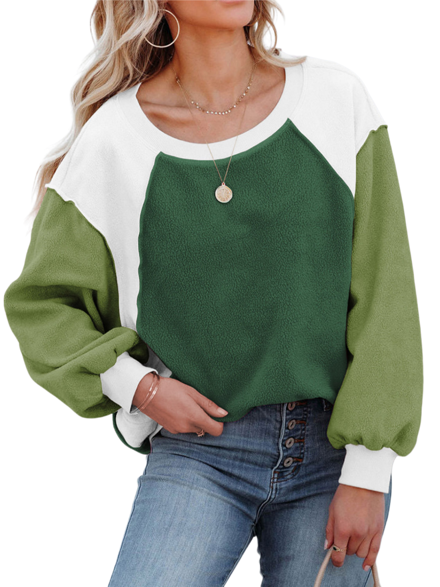Color Block Exposed Seam Sweatshirt