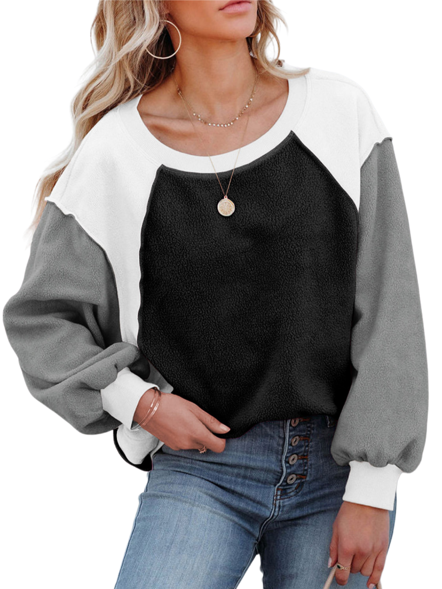 Color Block Exposed Seam Sweatshirt
