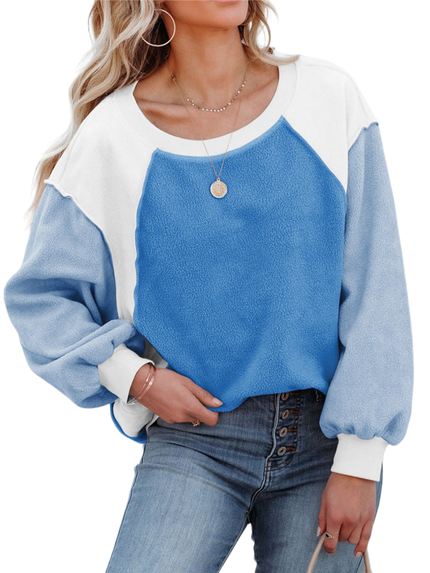 Color Block Exposed Seam Sweatshirt