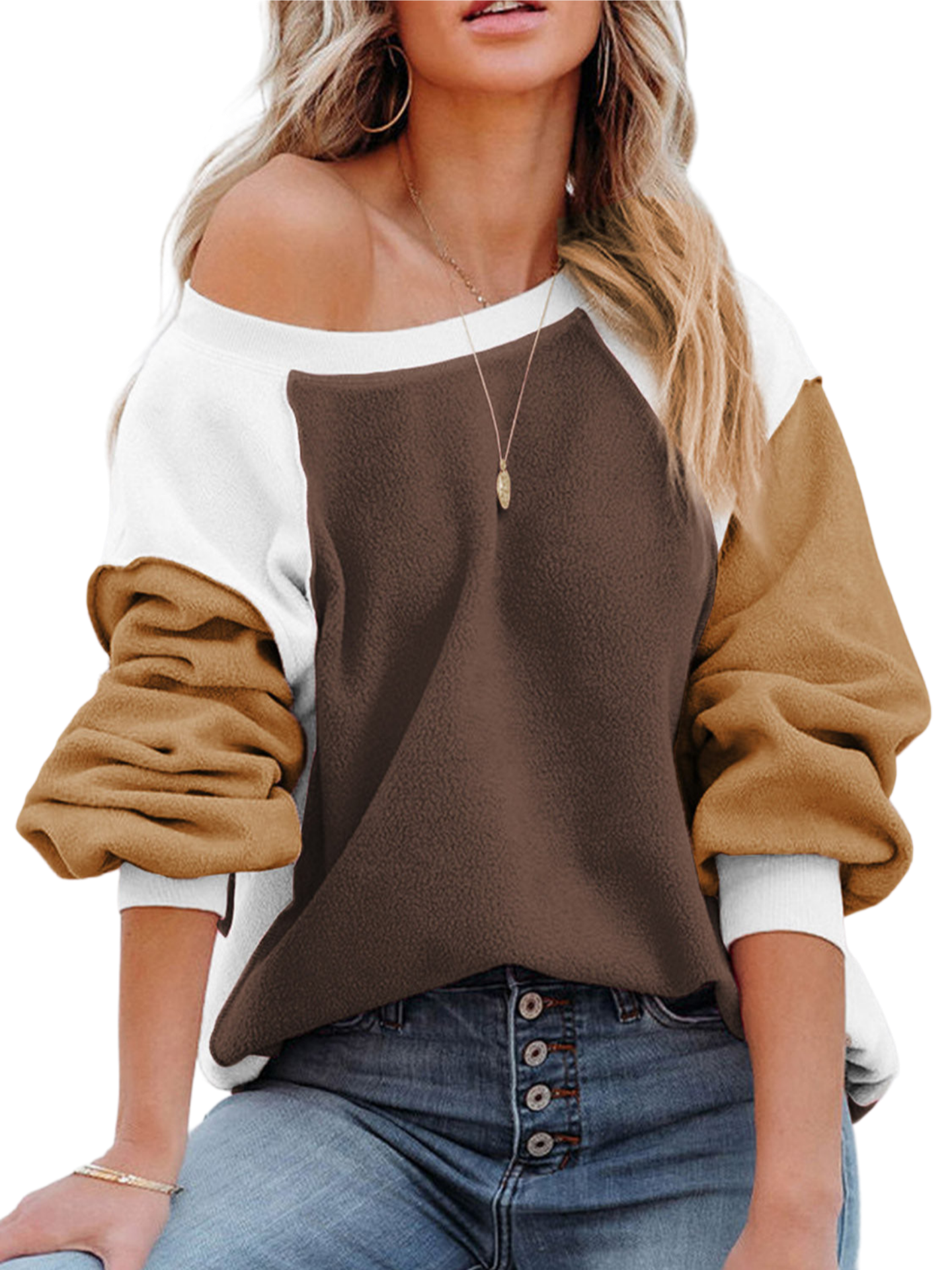 Color Block Exposed Seam Sweatshirt