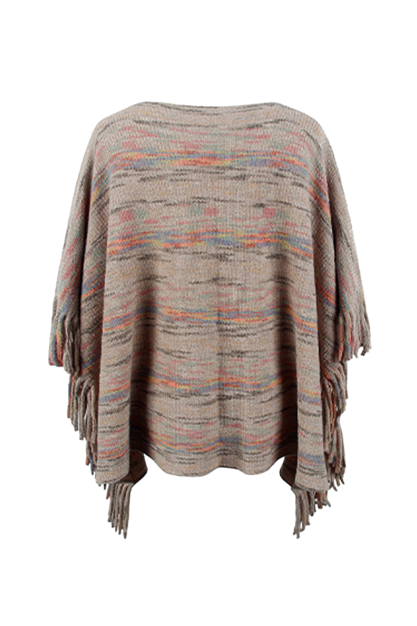 Round Neck Fringe Detail Sleeve Poncho