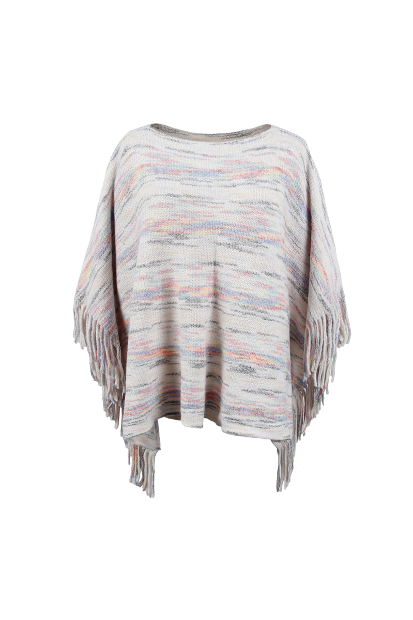 Round Neck Fringe Detail Sleeve Poncho