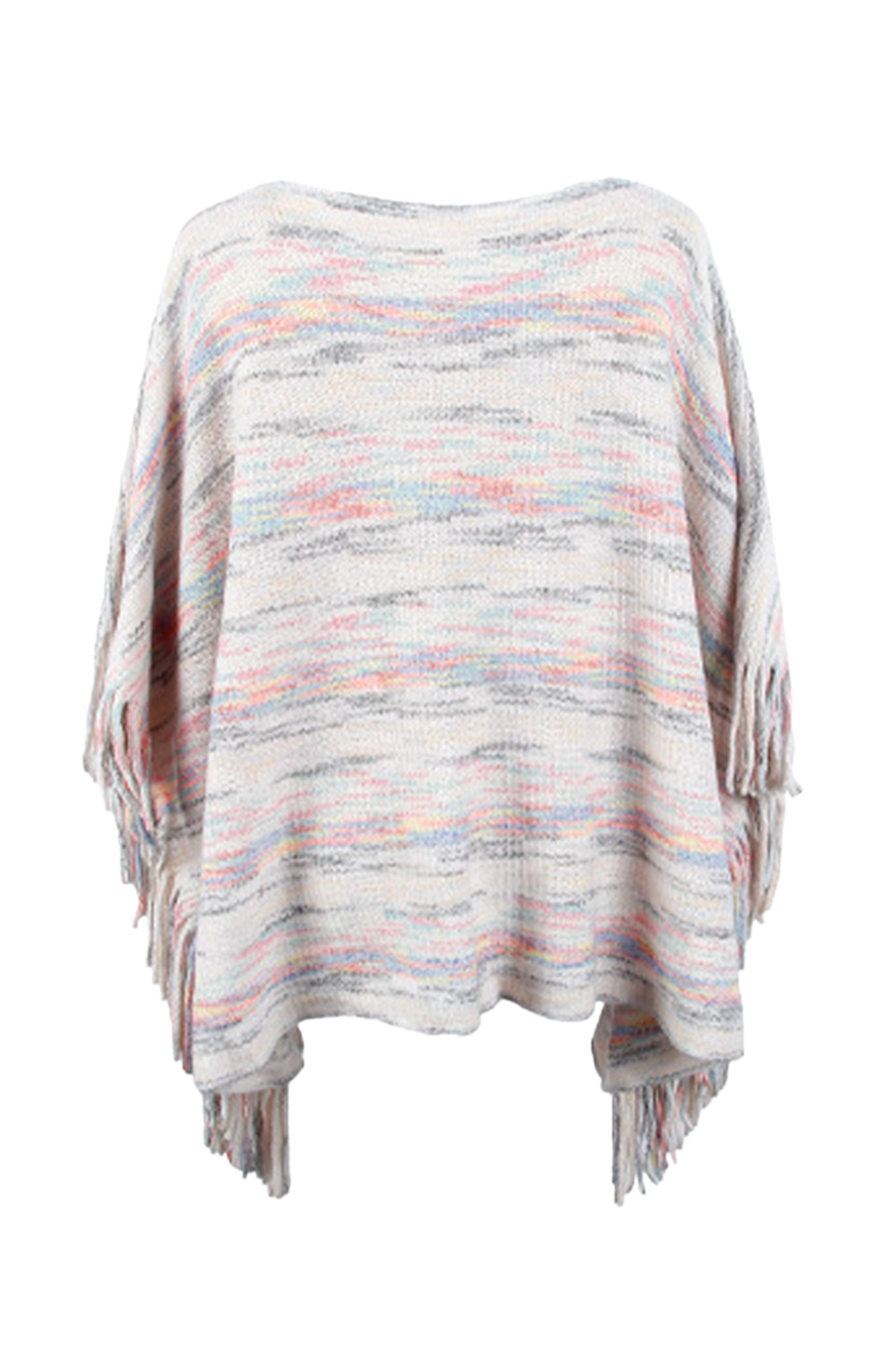 Round Neck Fringe Detail Sleeve Poncho