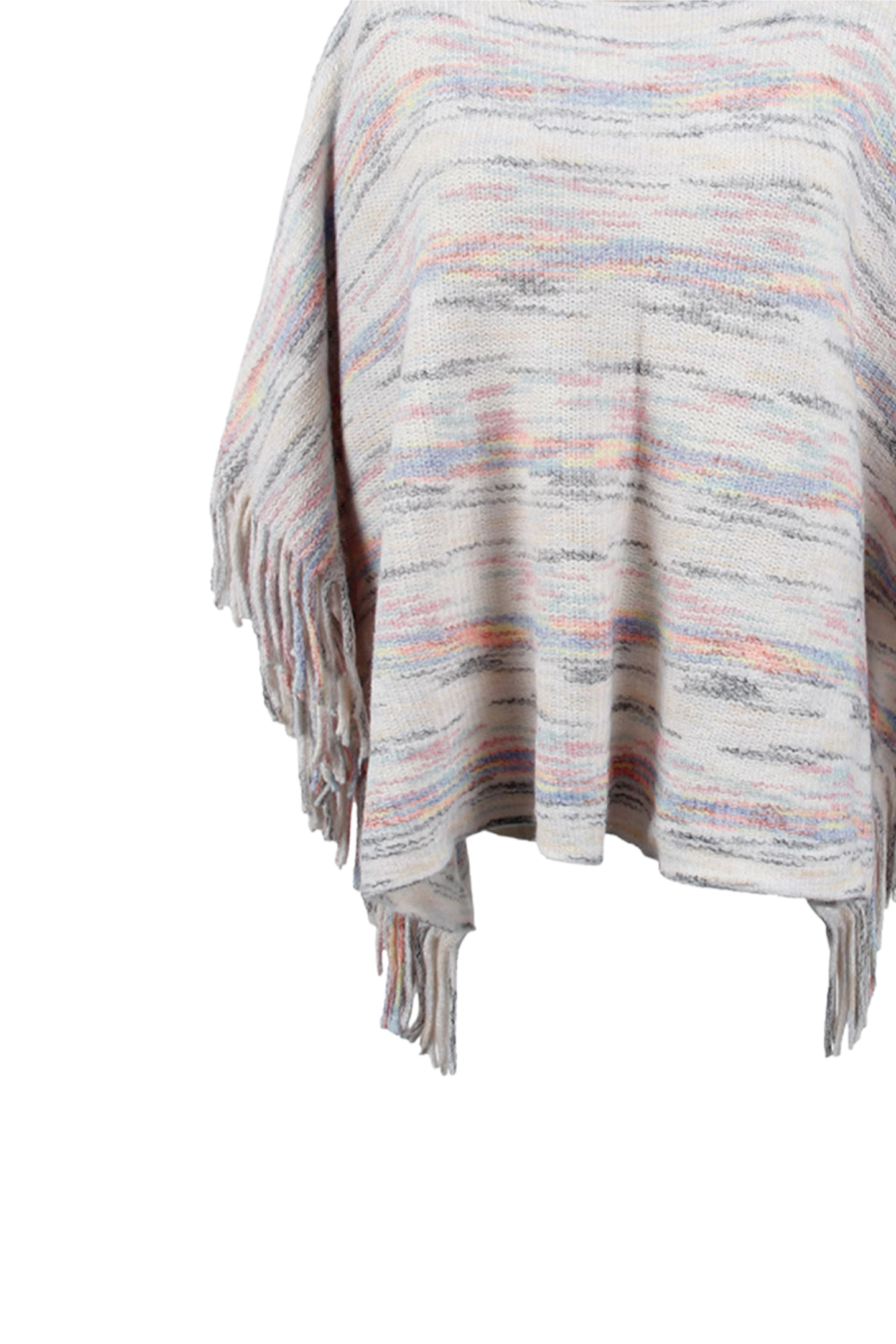 Round Neck Fringe Detail Sleeve Poncho