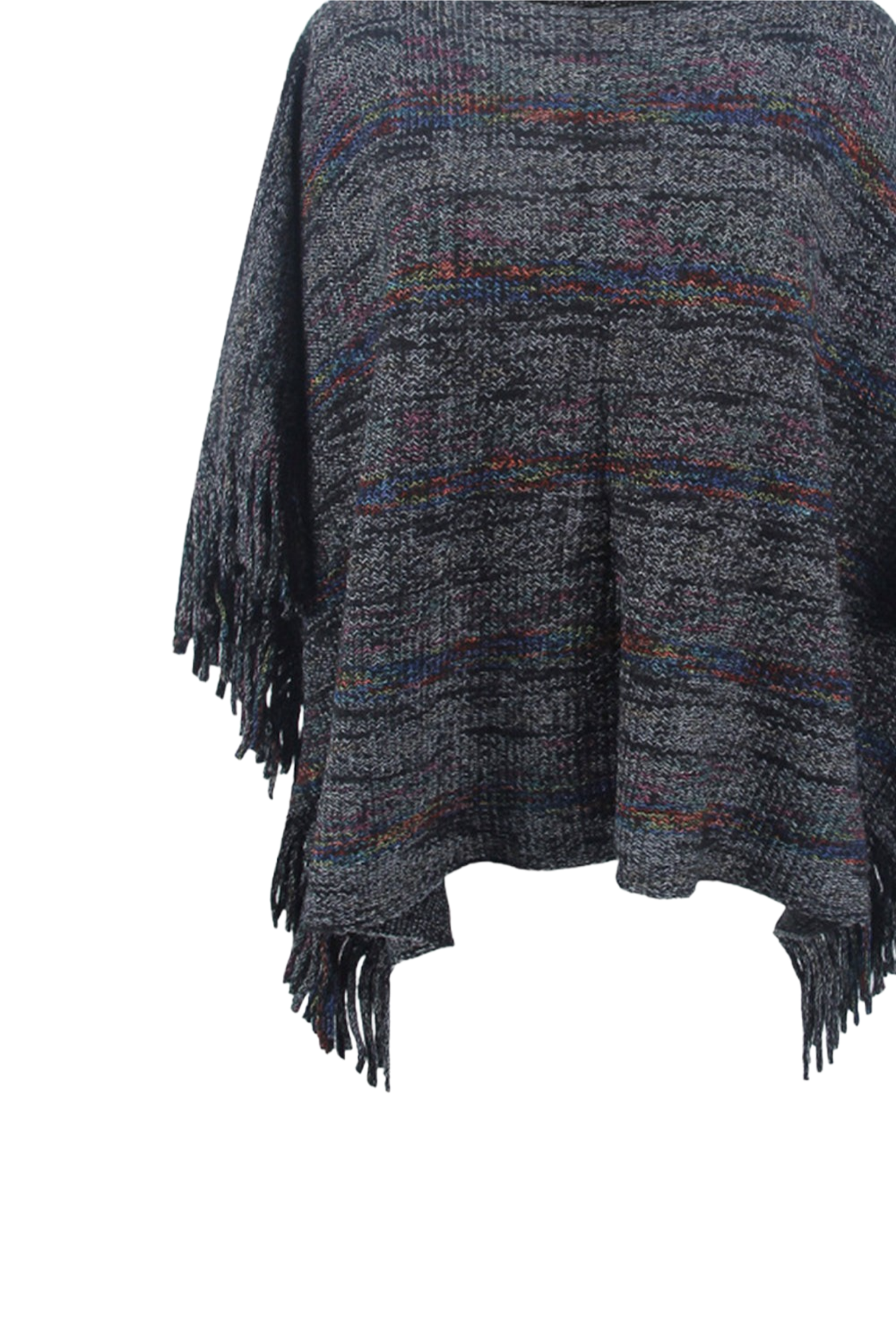 Round Neck Fringe Detail Sleeve Poncho