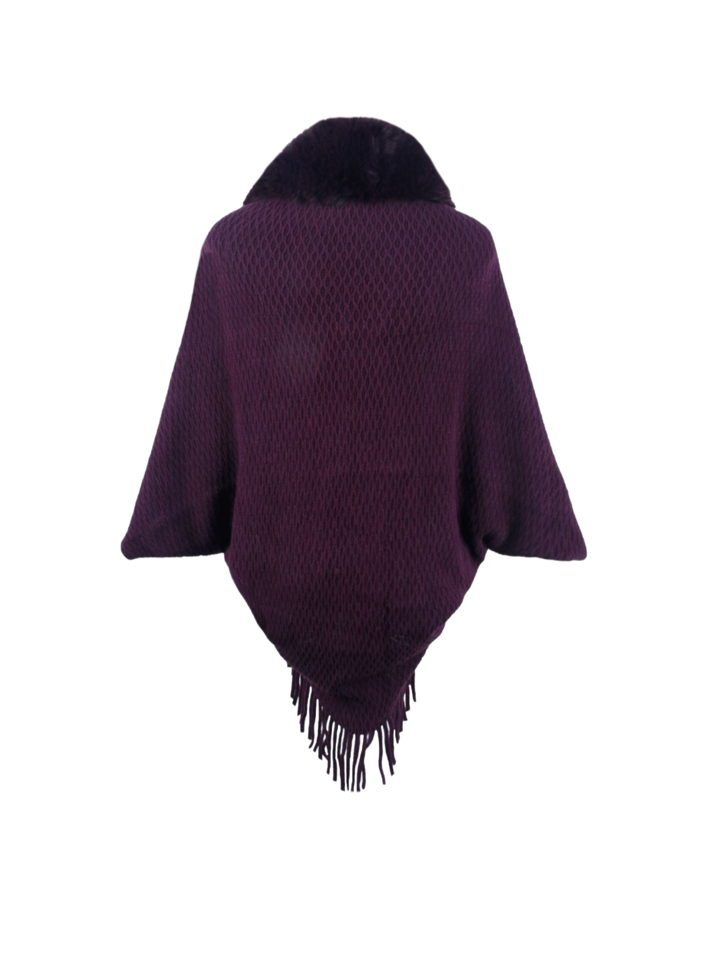 Open Front Fringe Hem Poncho