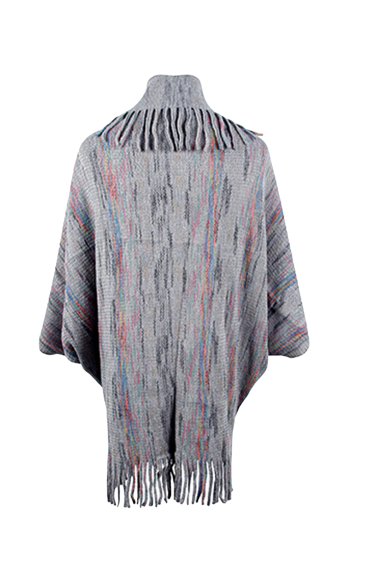 Fringe Detail Printed Poncho