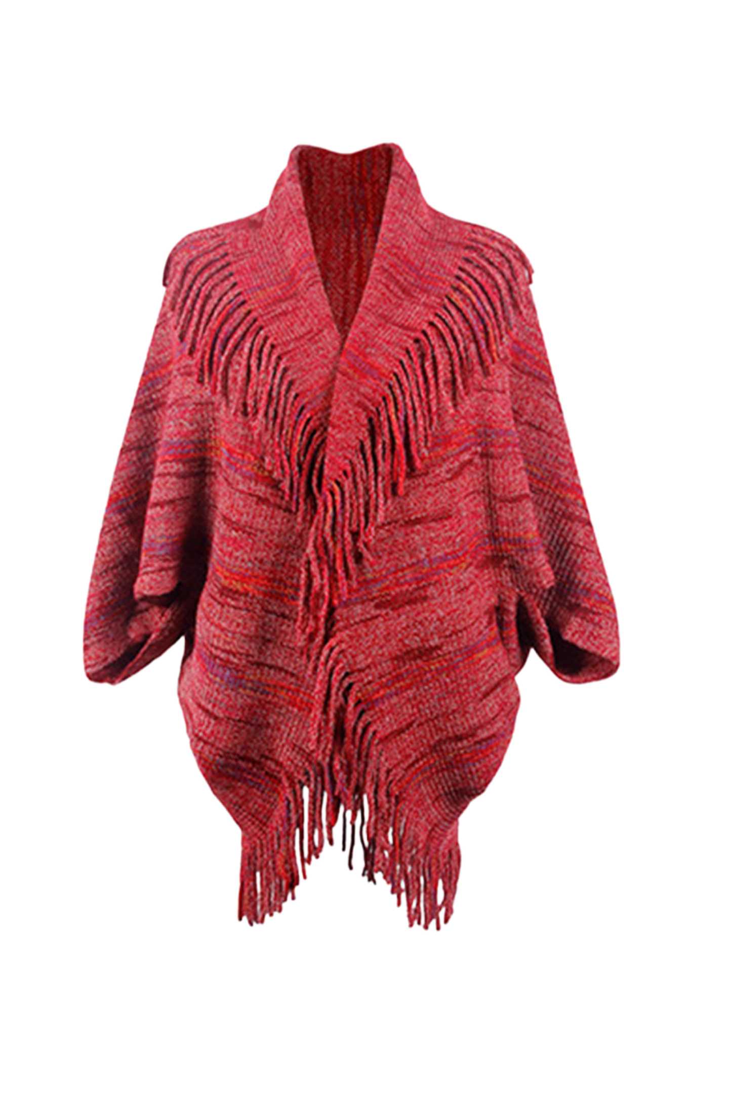 Fringe Detail Printed Poncho