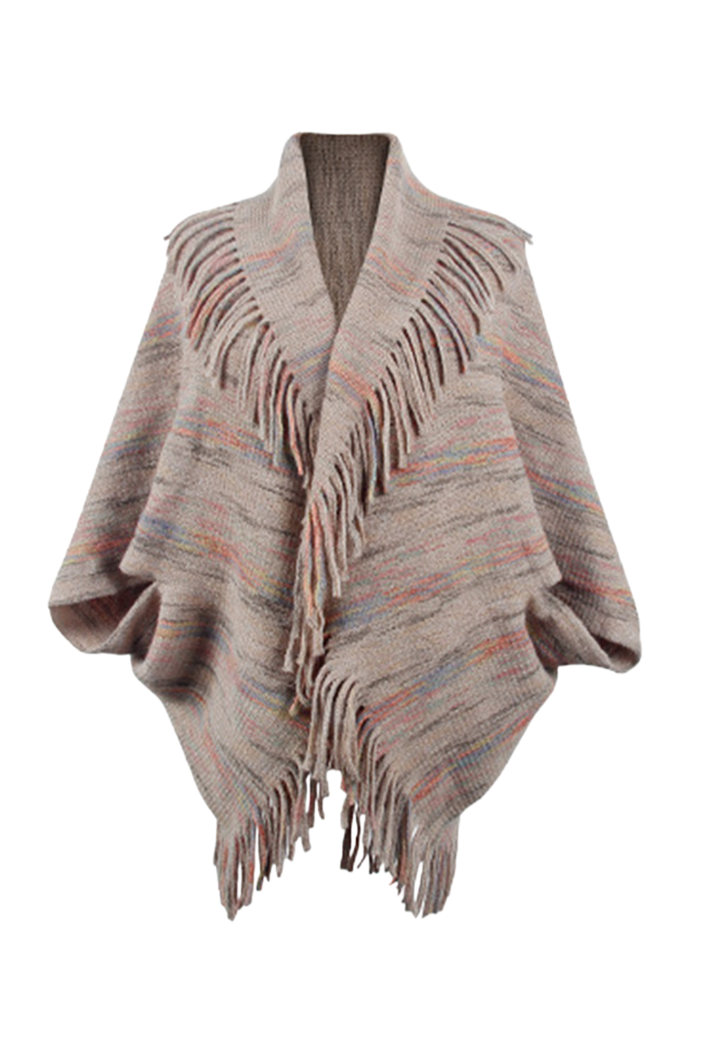 Fringe Detail Printed Poncho