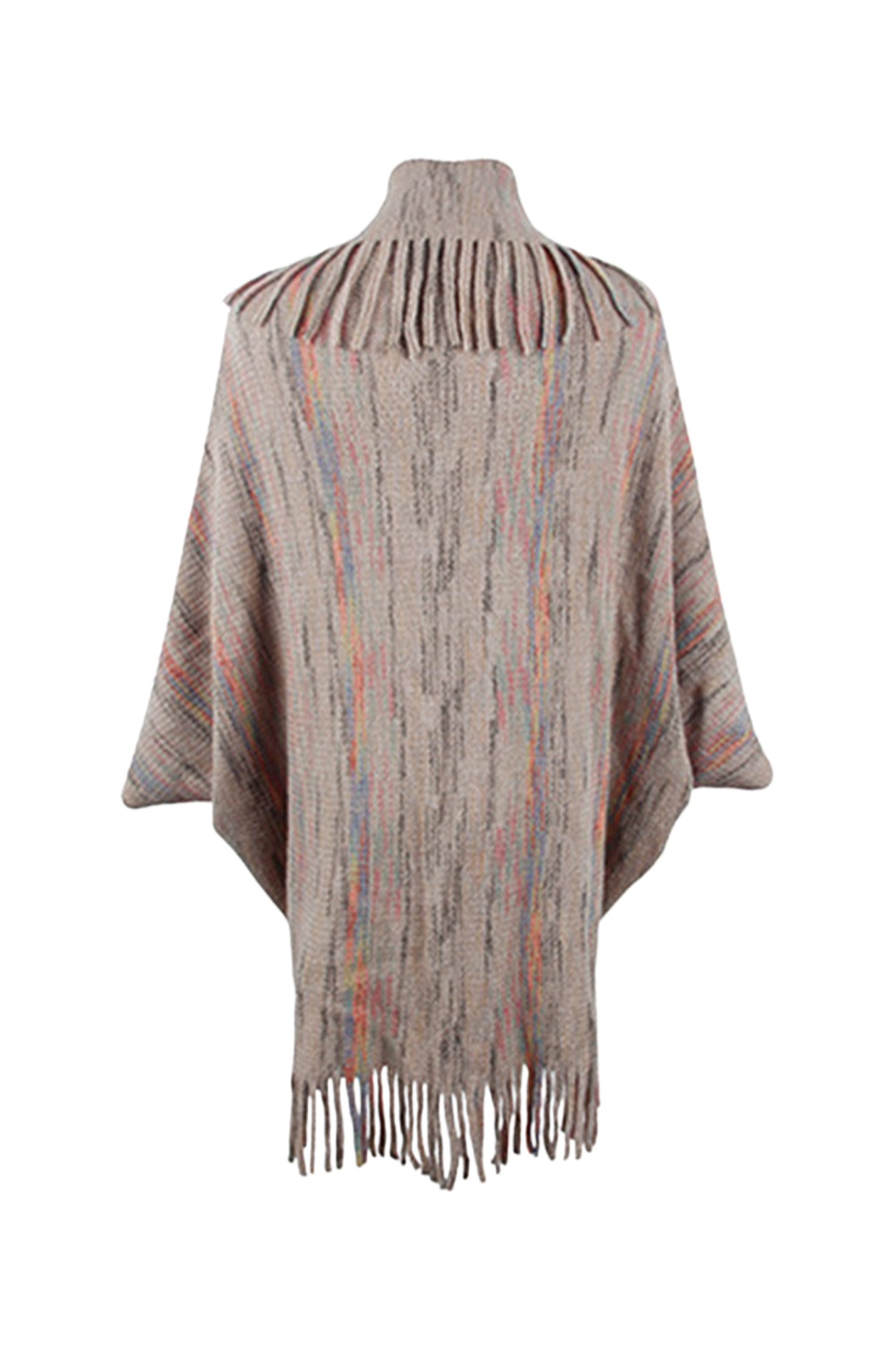 Fringe Detail Printed Poncho