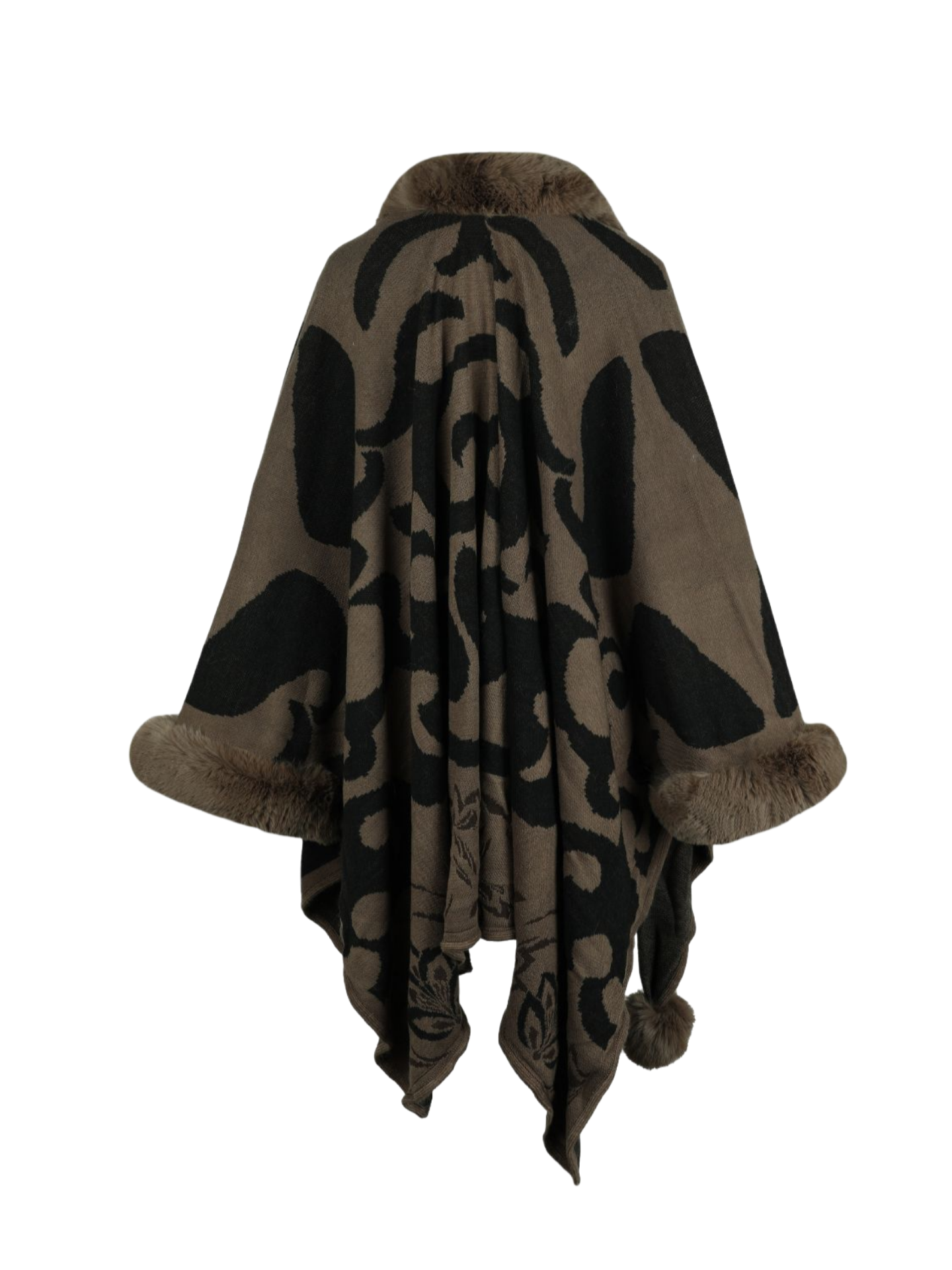 Faux Fur Trim Poncho