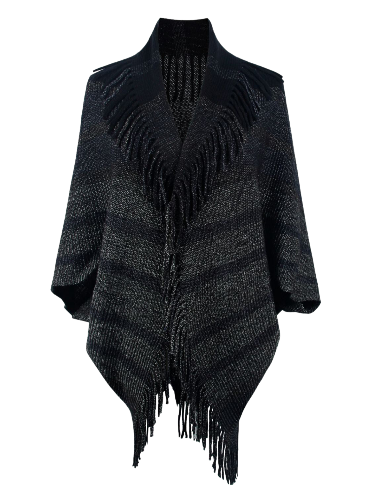 Fringe Detail Open Front Poncho