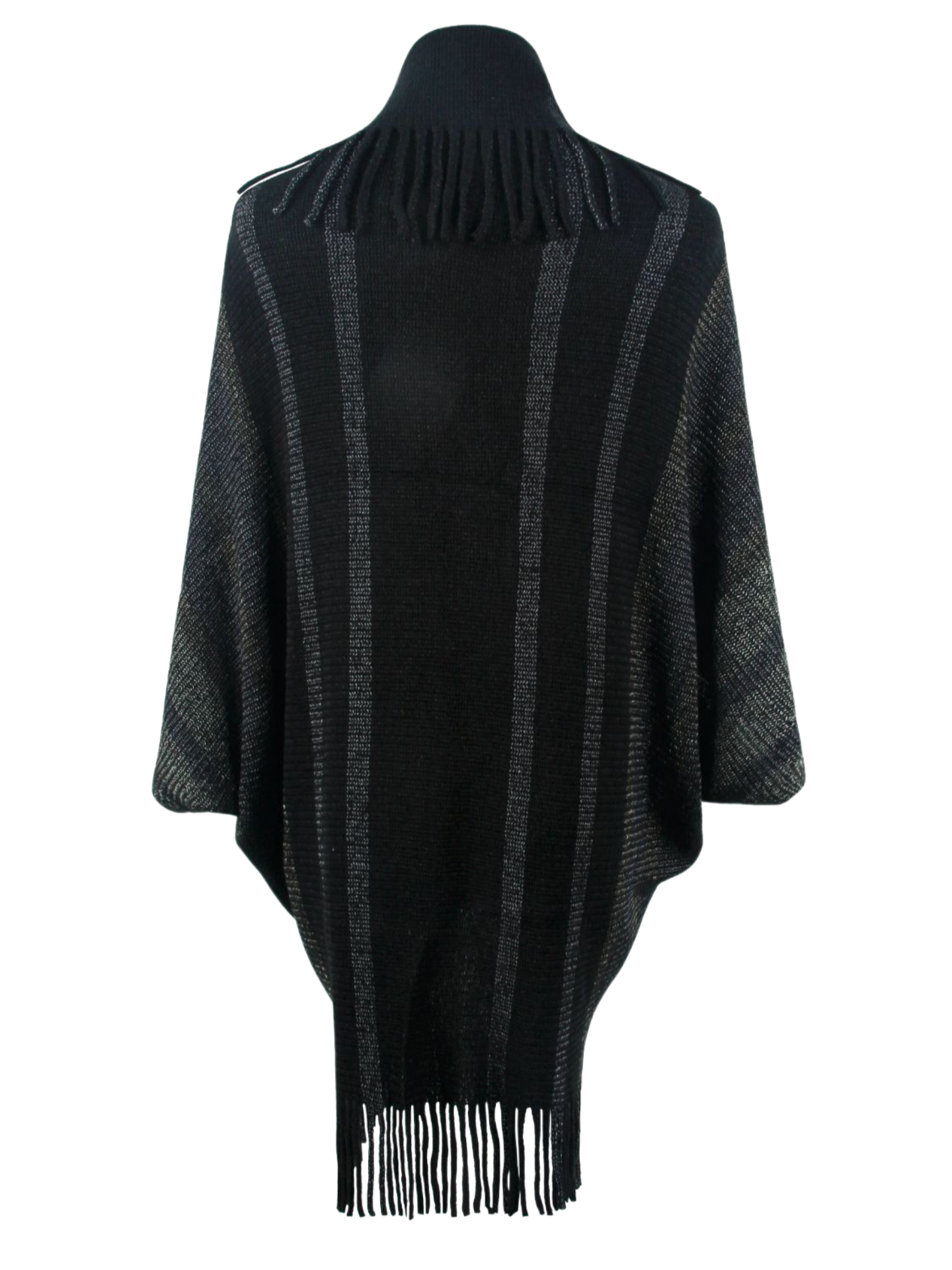 Fringe Detail Open Front Poncho