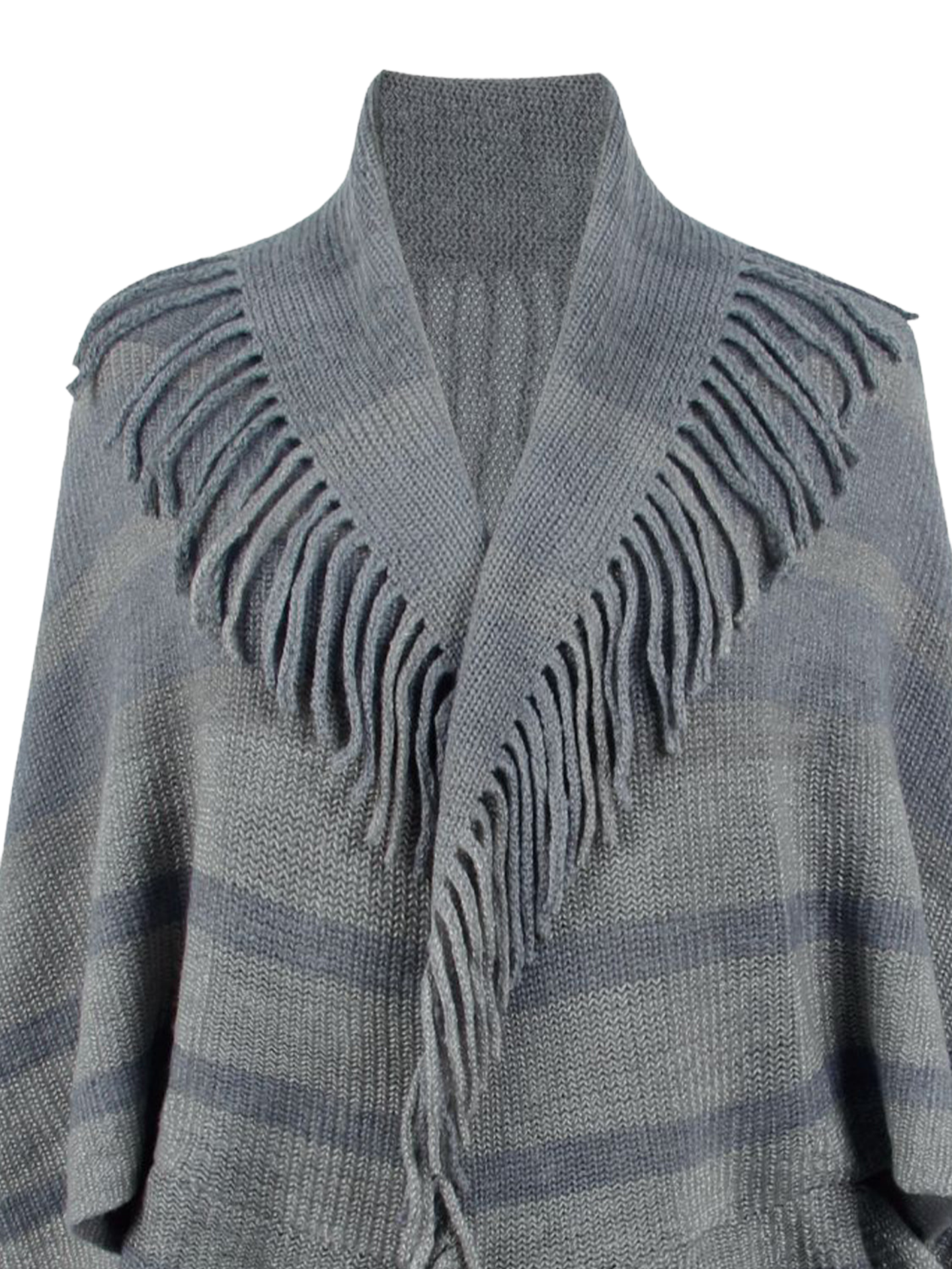 Fringe Detail Open Front Poncho