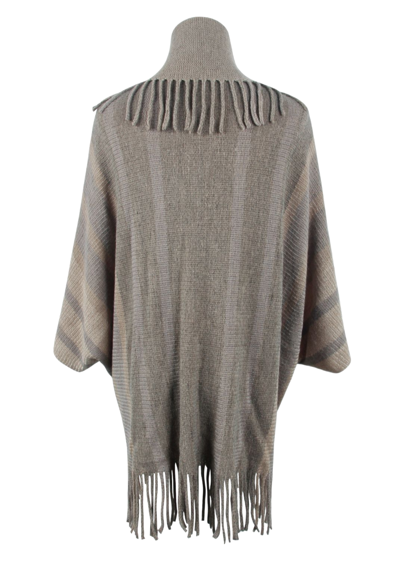 Fringe Detail Open Front Poncho