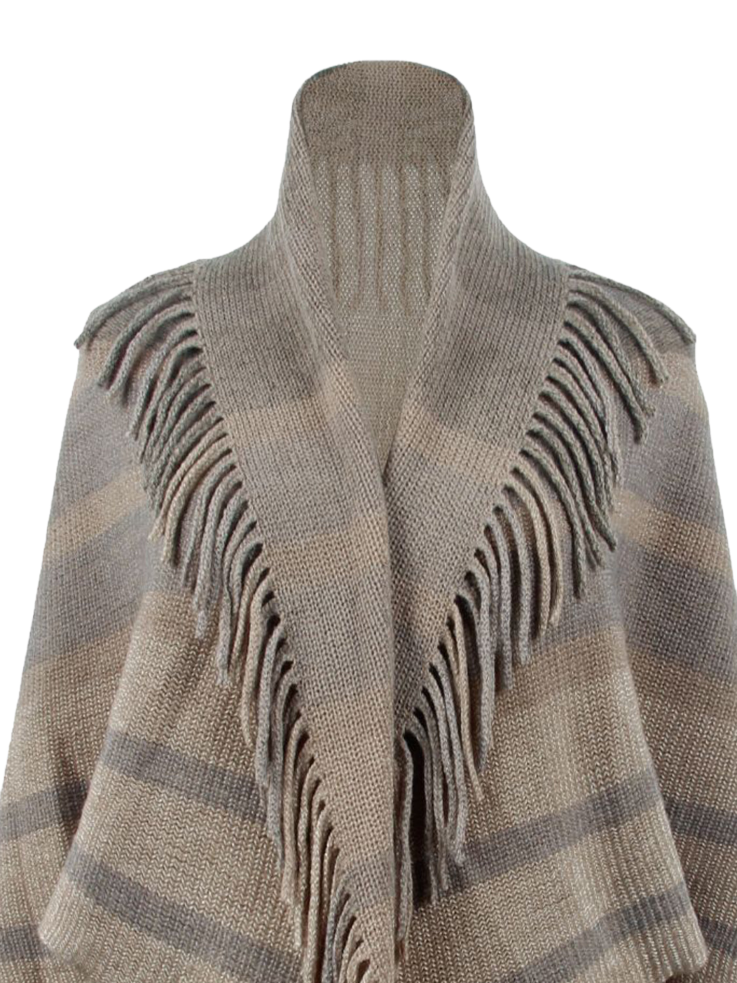 Fringe Detail Open Front Poncho