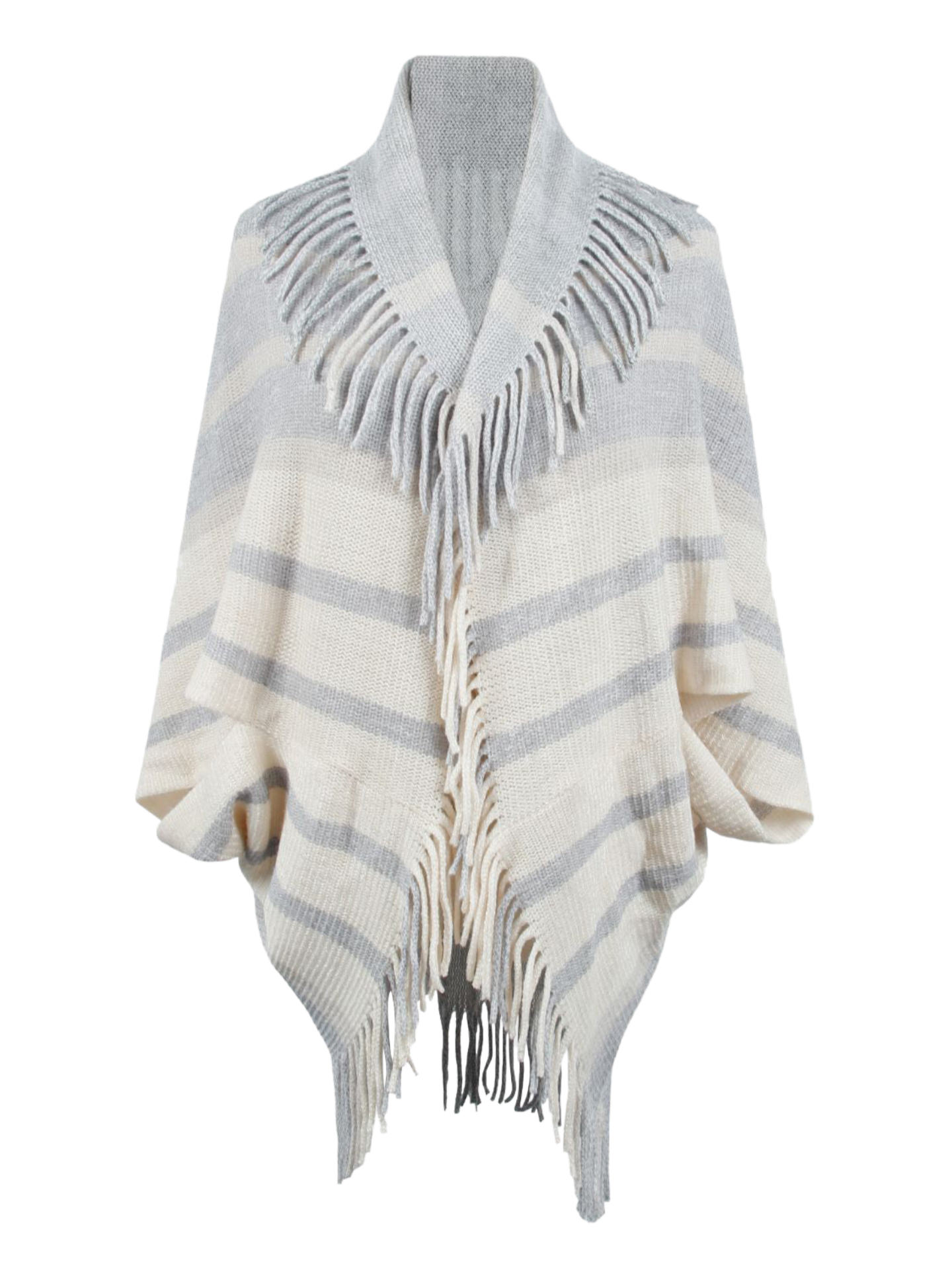 Fringe Detail Open Front Poncho