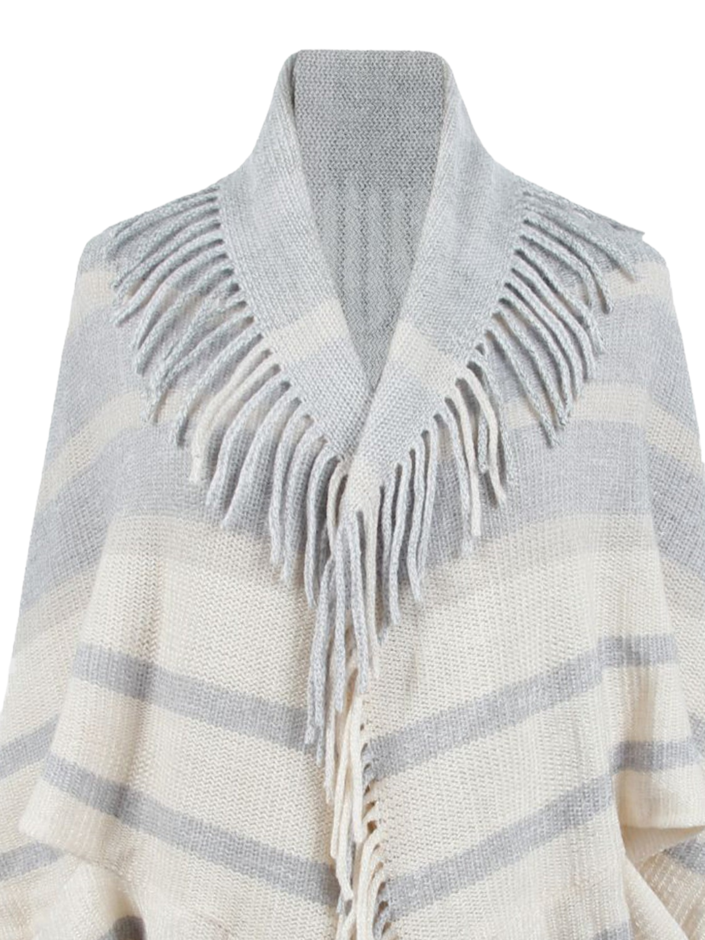 Fringe Detail Open Front Poncho