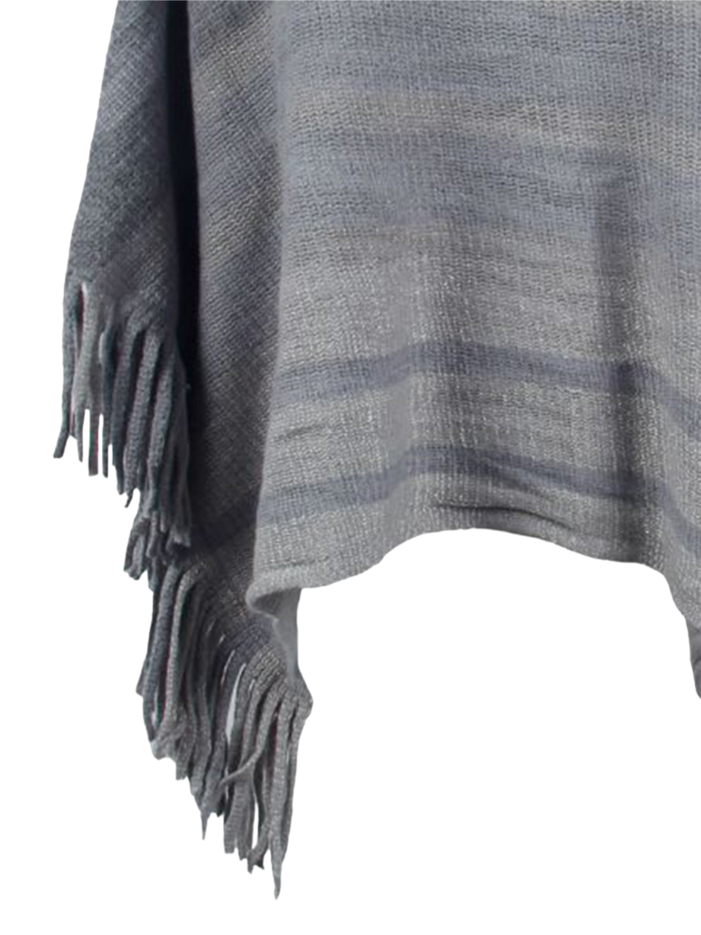 Striped Boat Neck Poncho with Fringes