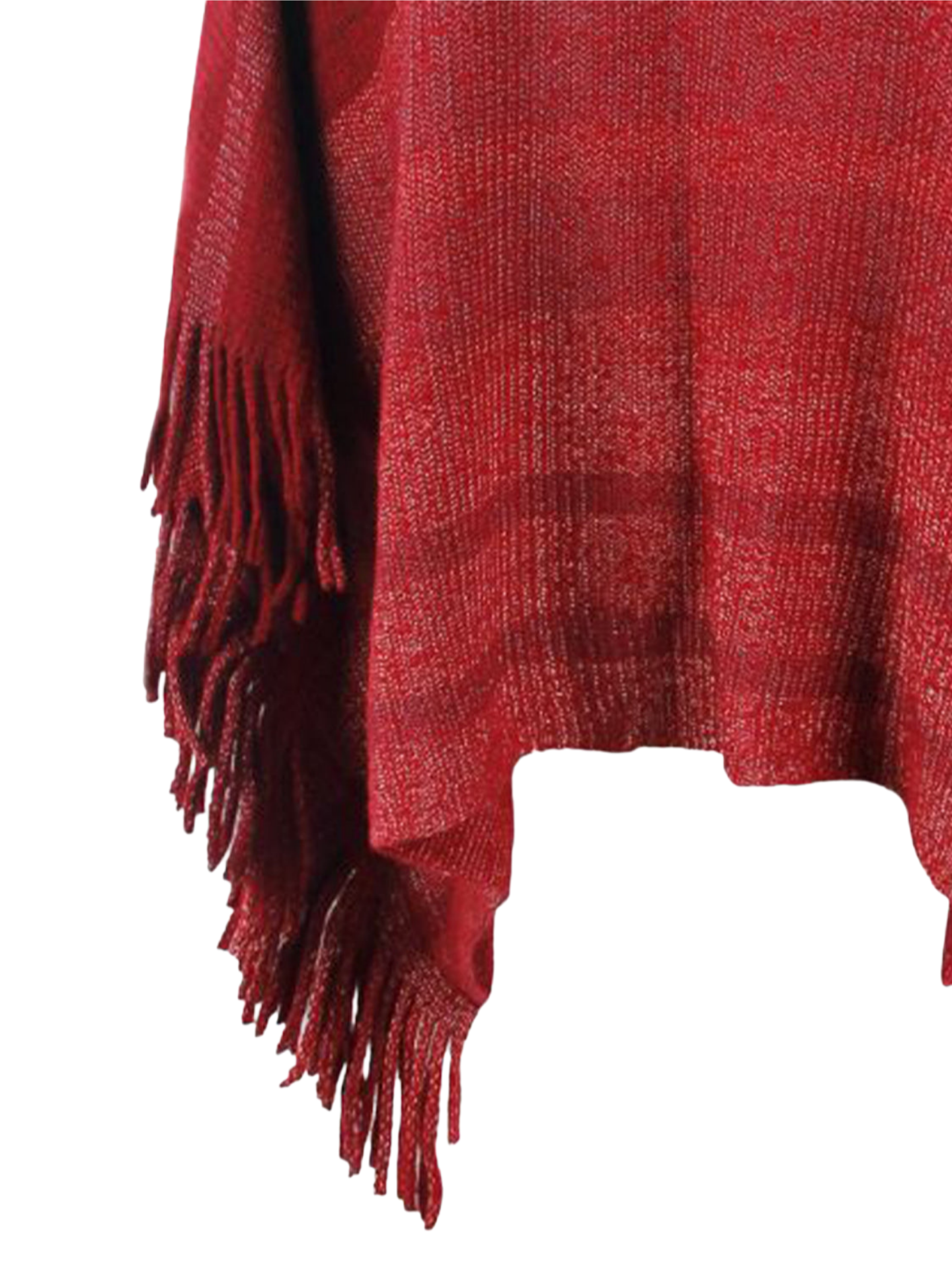 Striped Boat Neck Poncho with Fringes