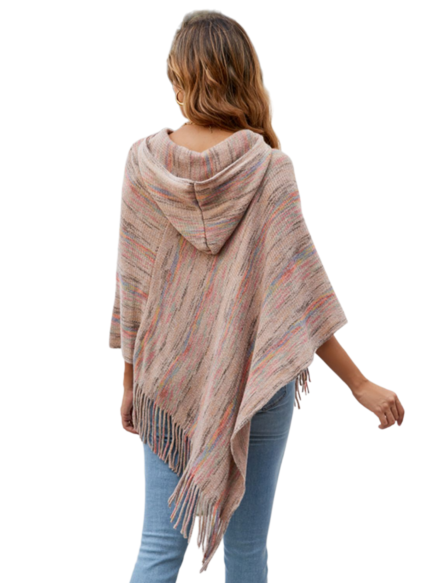 Fringe Hem Hooded Poncho