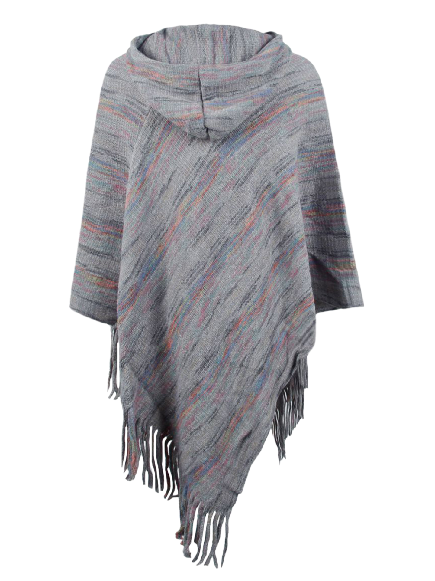 Fringe Hem Hooded Poncho