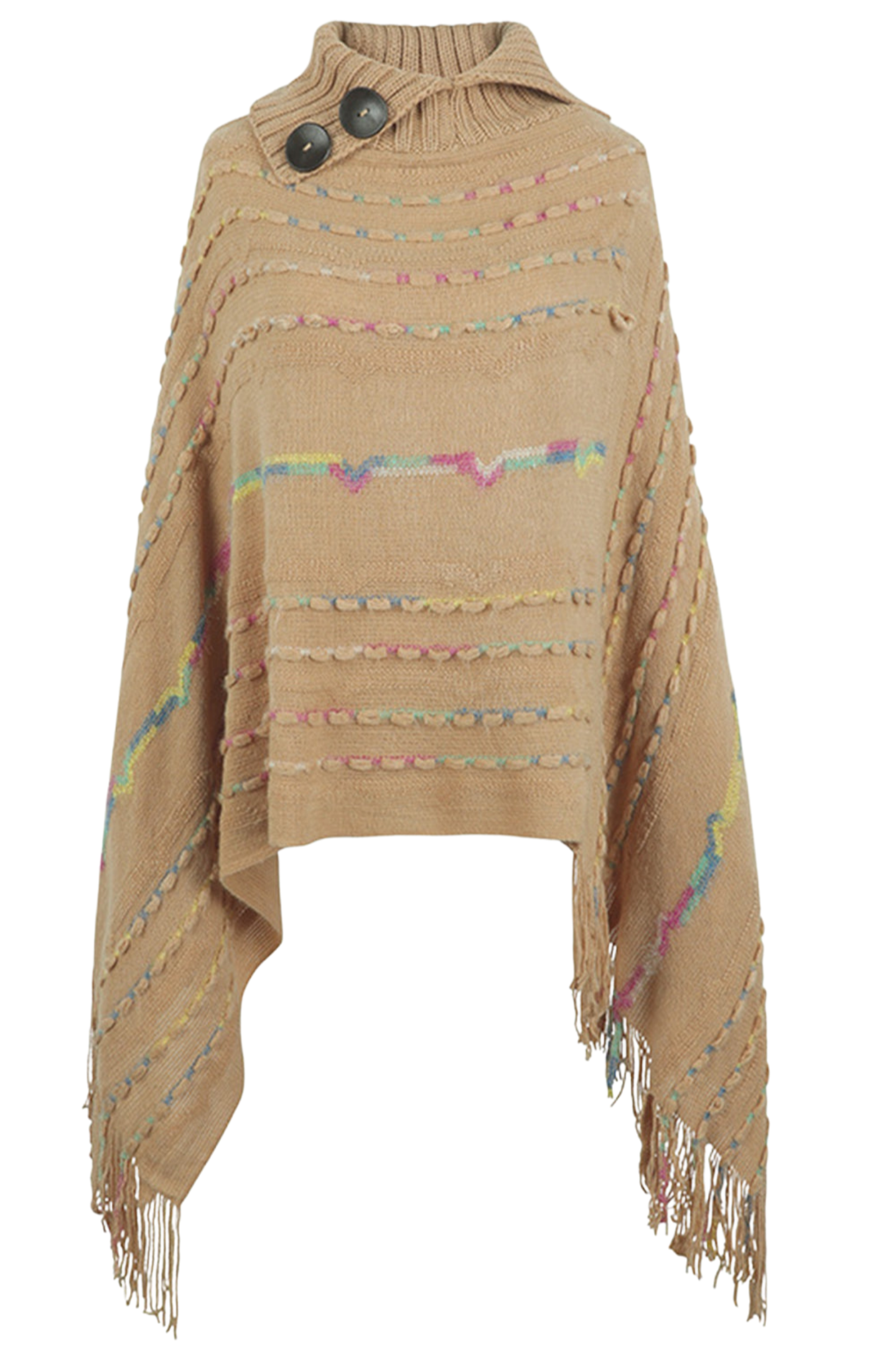 Cloak Sleeve Fringe Detail Poncho